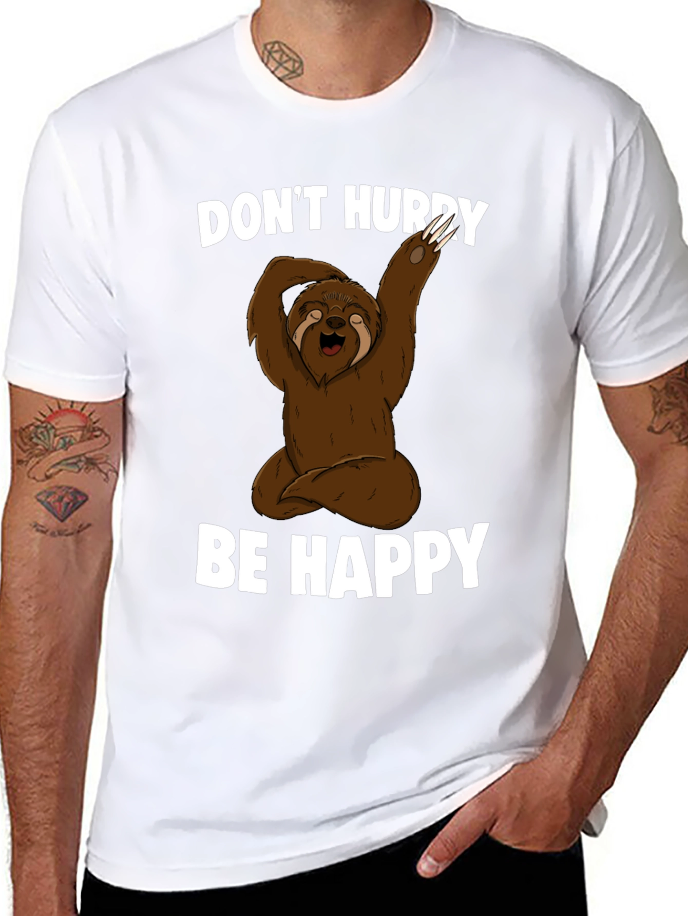 Sloth Yoga T-Shirt - Dont Hurry Be Happy