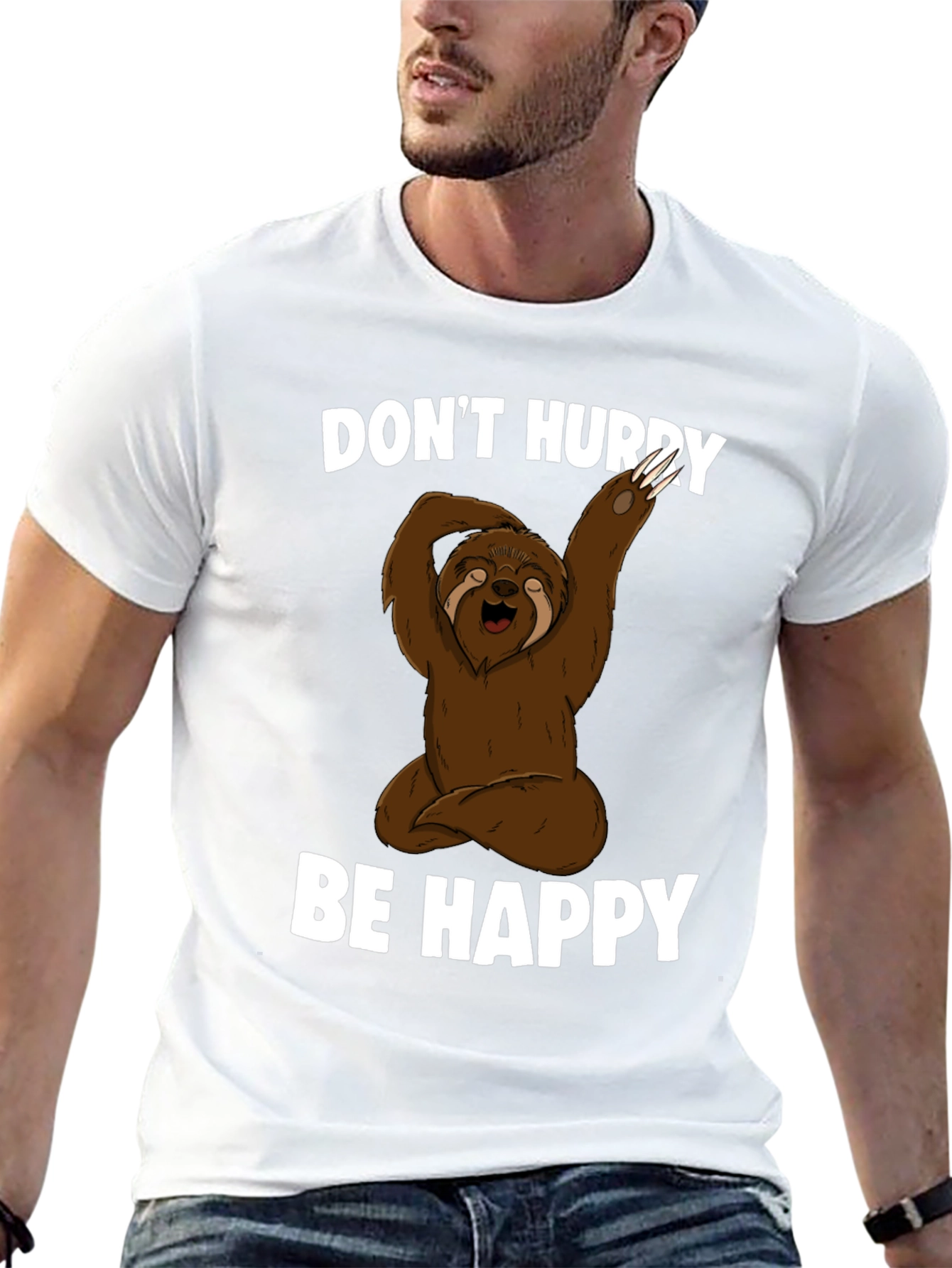 Sloth Yoga T-Shirt - Dont Hurry Be Happy