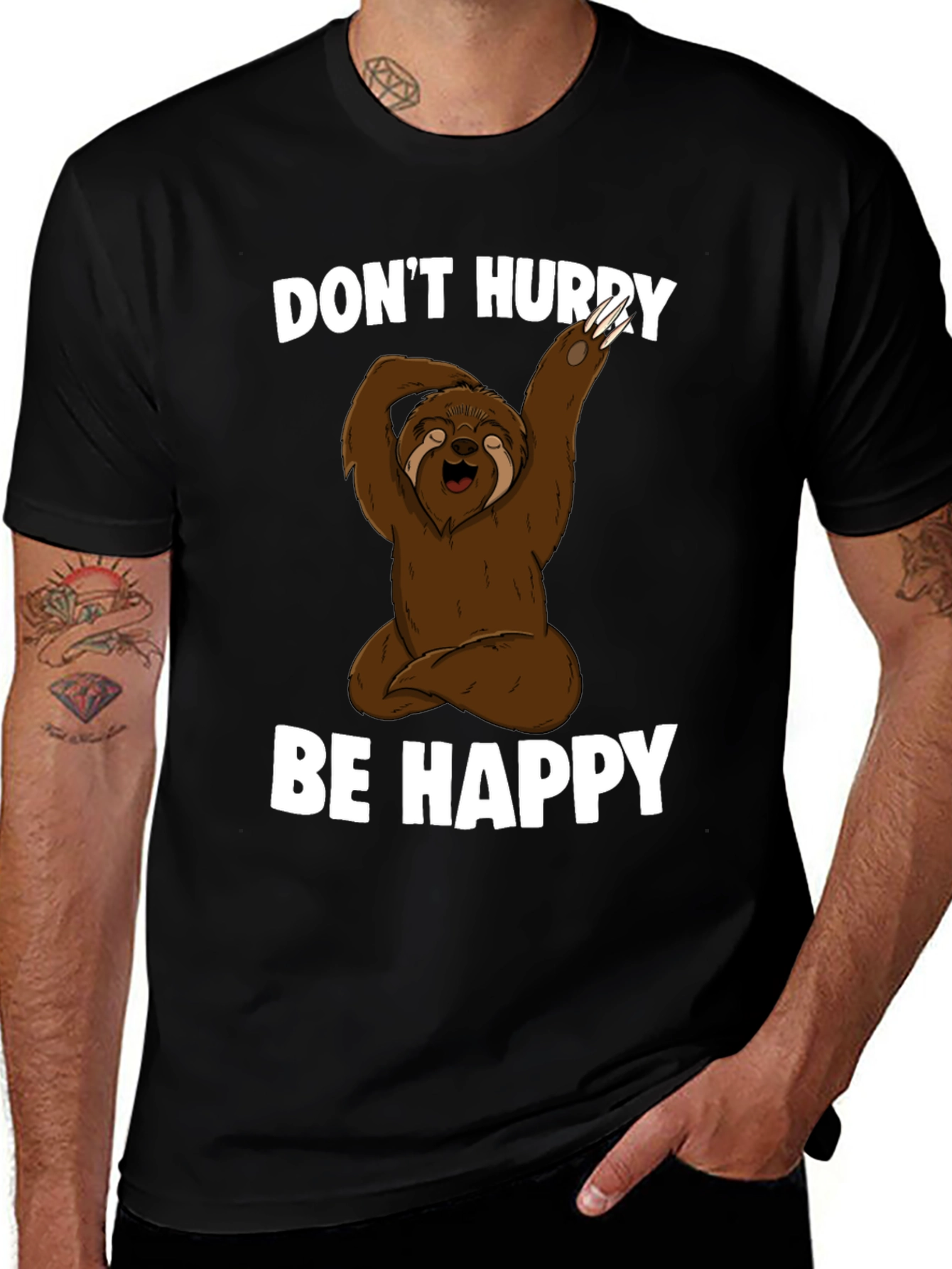 Sloth Yoga T-Shirt - Dont Hurry Be Happy