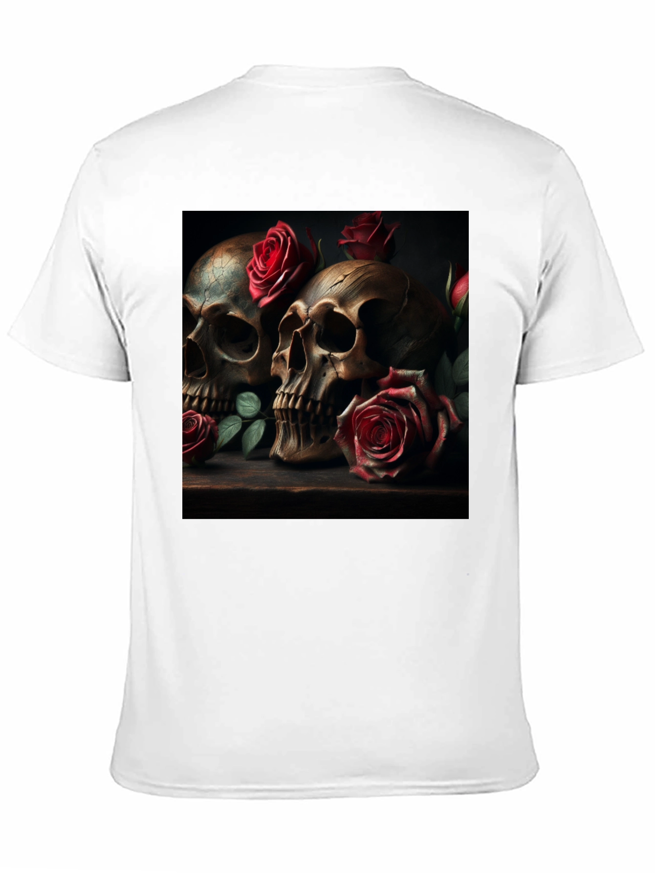 Skull & Roses Graphic Print Tee - Goth Style