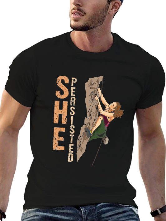 She Persisted Climbing T-Shirt - Black