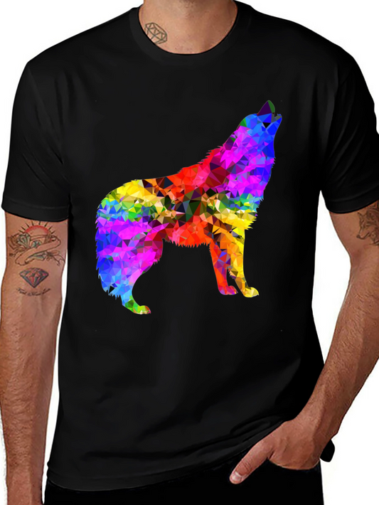 Colorful Geometric Wolf T-Shirt - Unisex