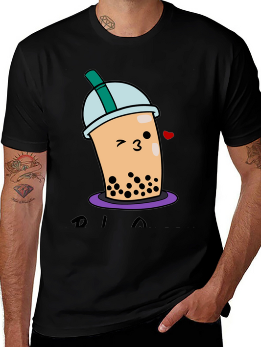 Cute Bubble Tea Graphic T-Shirt - Unisex Black Tee