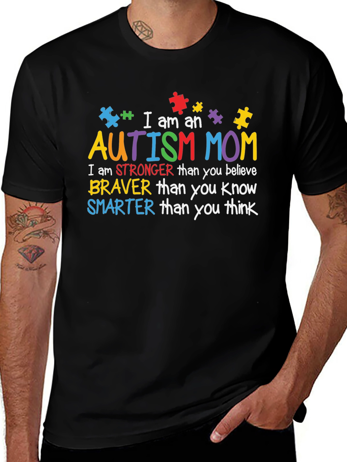 Autism Mom T-Shirt: Strong Brave Smart