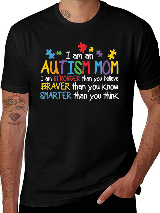 Autism Mom T-Shirt: Strong Brave Smart