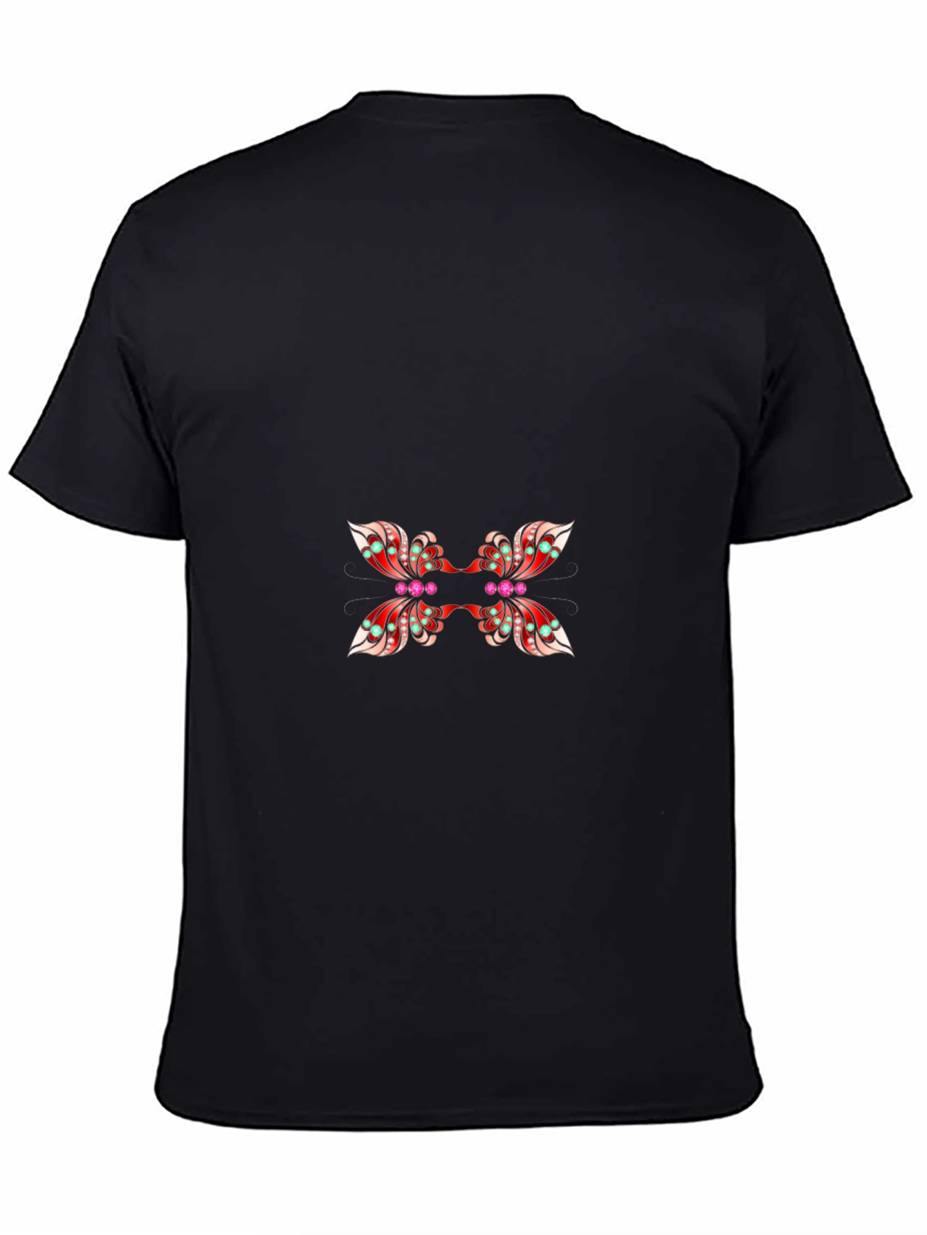 Stylish Black Tee with Butterfly Design