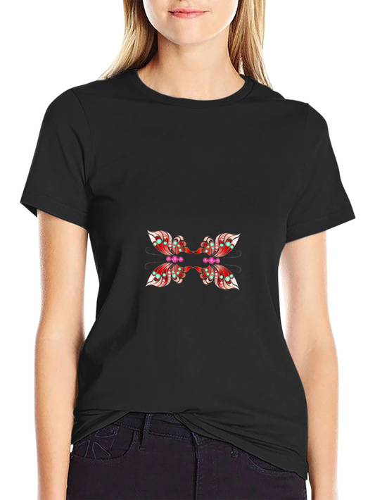 Stylish Black Tee with Butterfly Design