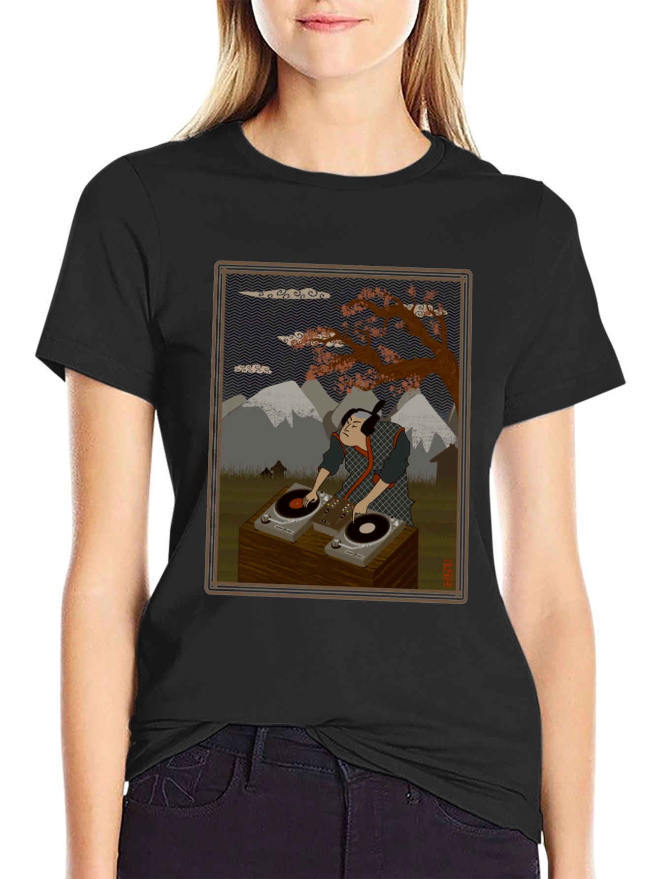 Ukiyo-e DJ Black T-Shirt