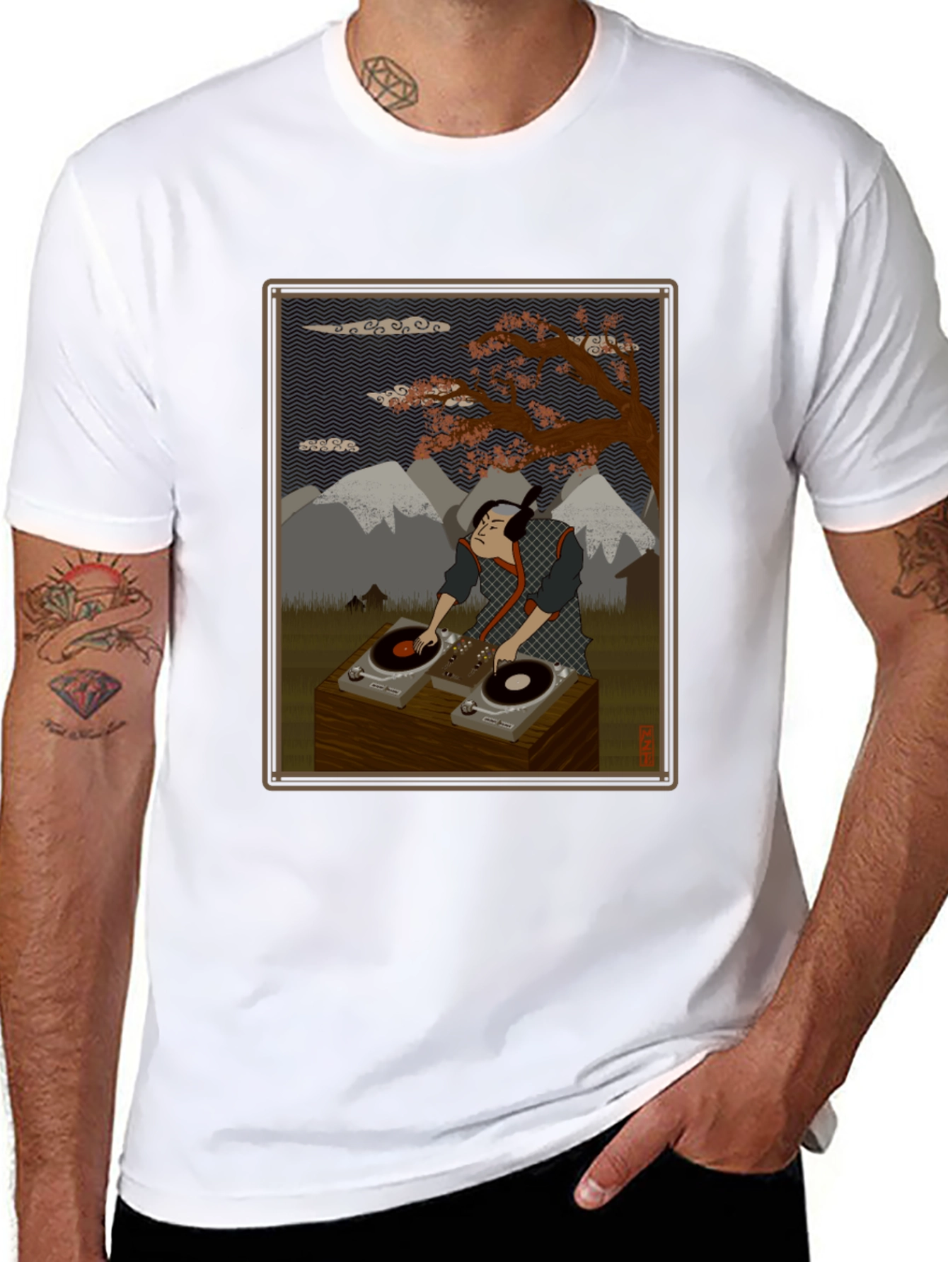 Ukiyo-e DJ Black T-Shirt
