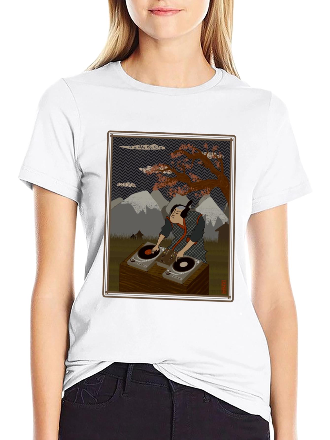 Ukiyo-e DJ Black T-Shirt