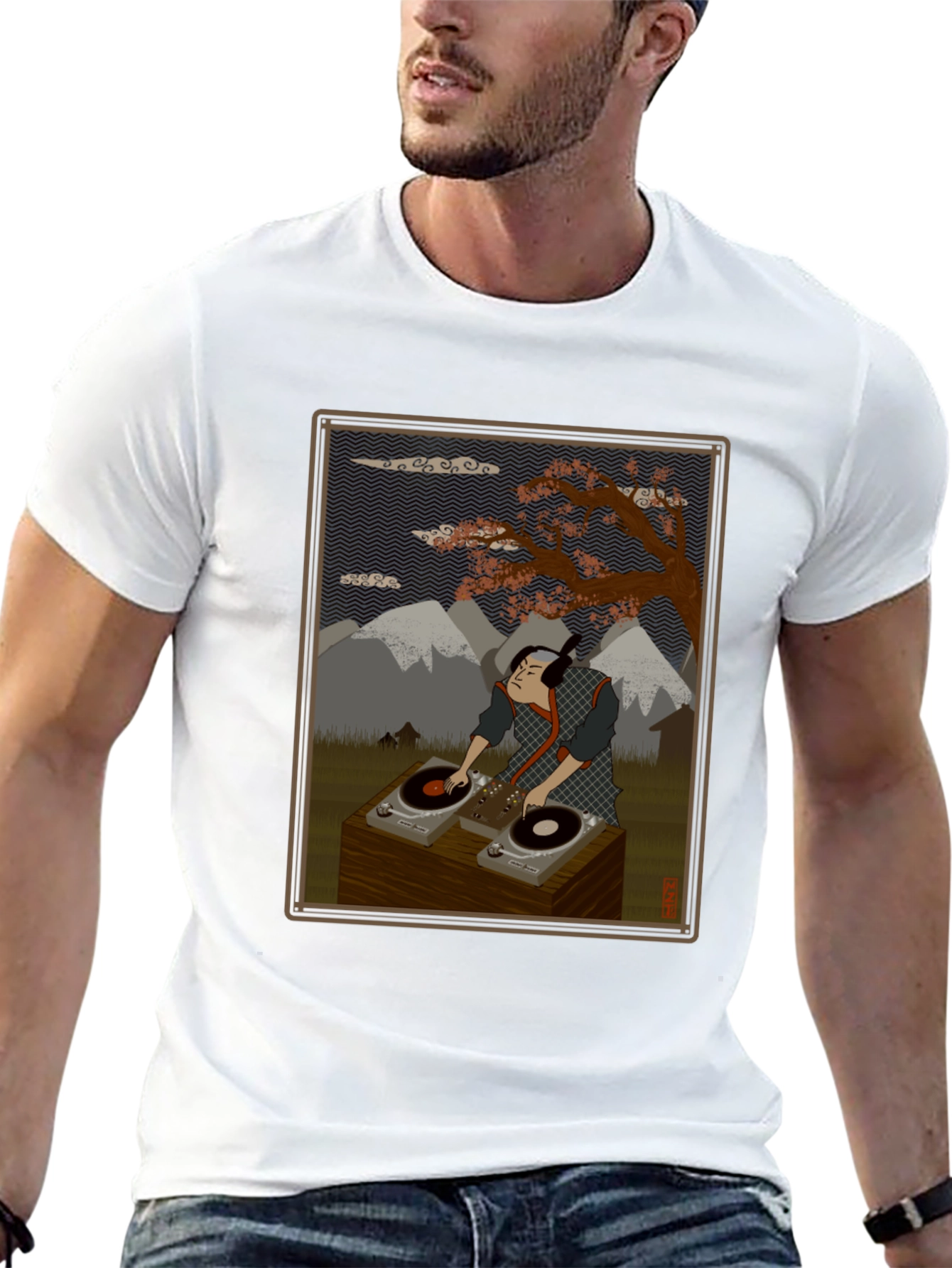 Ukiyo-e DJ Black T-Shirt