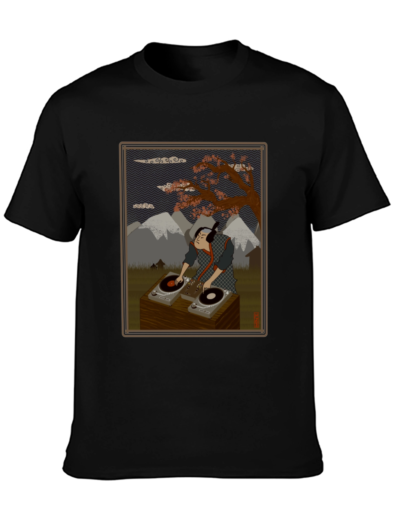 Ukiyo-e DJ Black T-Shirt