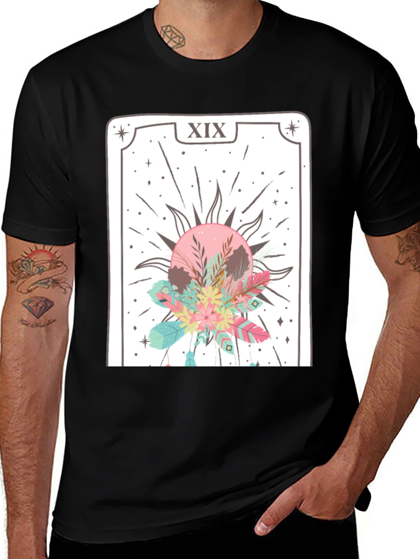 Tarot Card Graphic Tee - Unisex Black T-Shirt