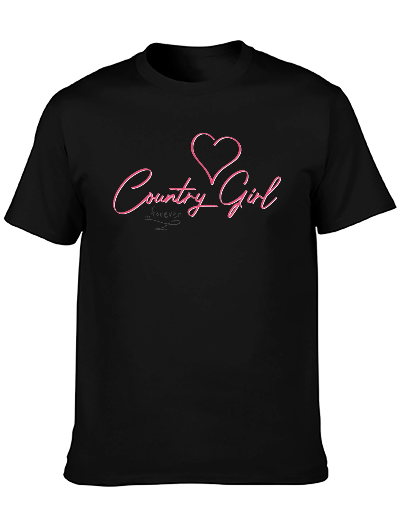 Country Girl Heart Graphic Black T-Shirt