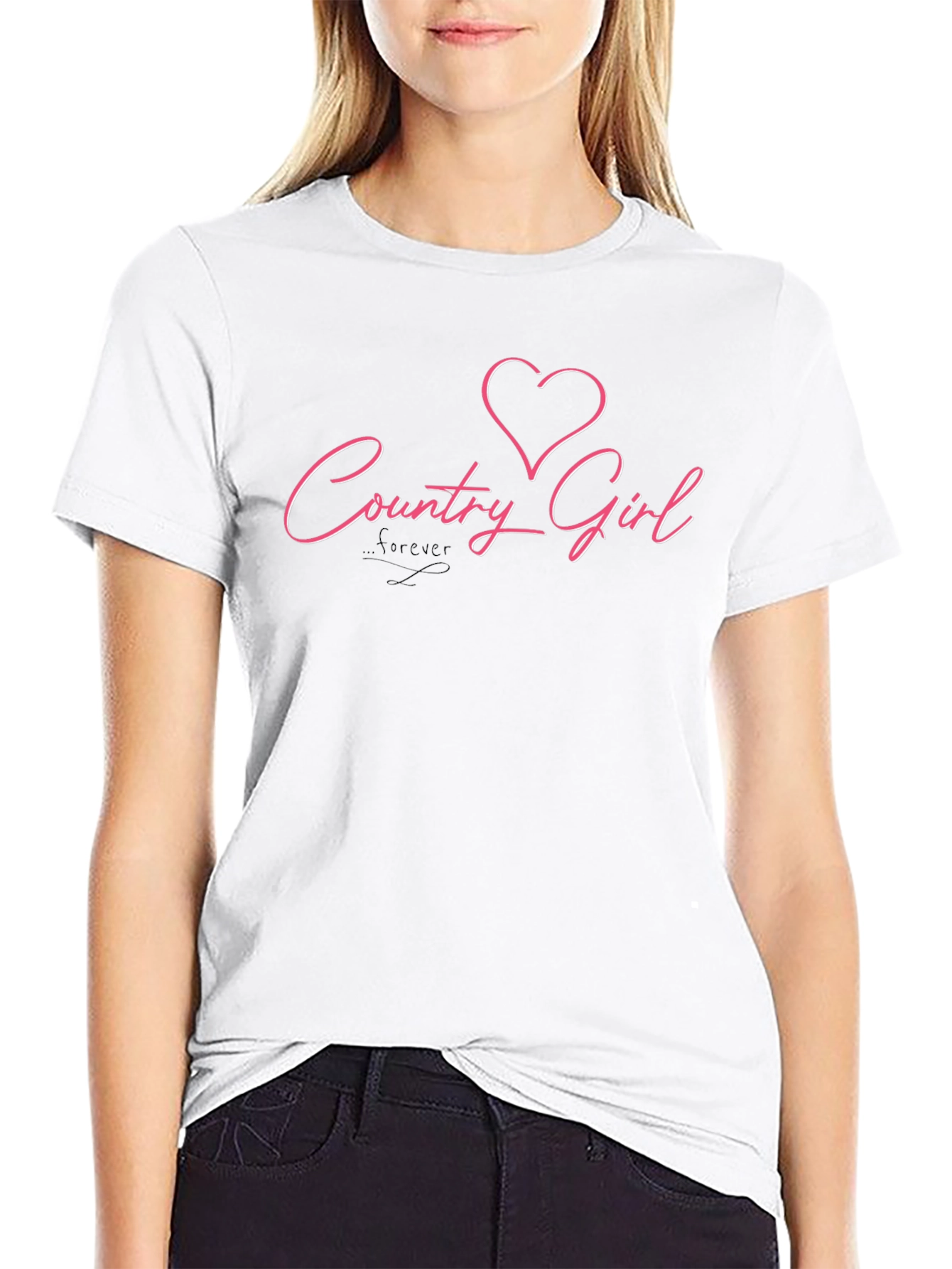 Country Girl Heart Graphic Black T-Shirt