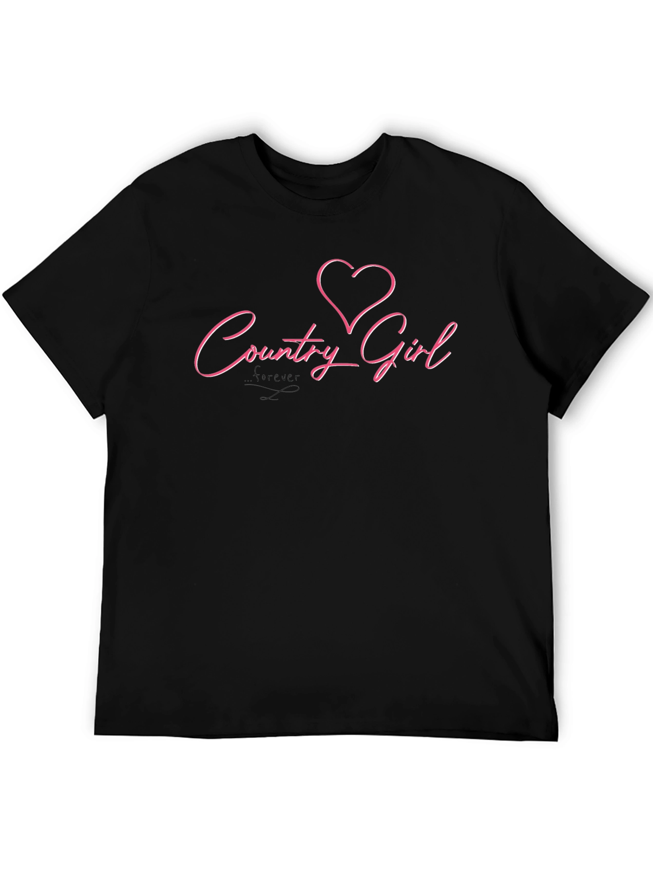 Country Girl Heart Graphic Black T-Shirt