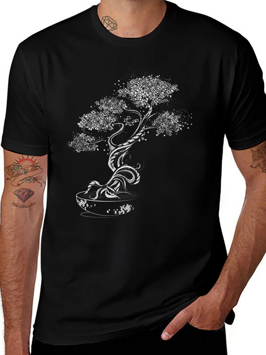 Bonsai Tree Graphic Print Tee - Black