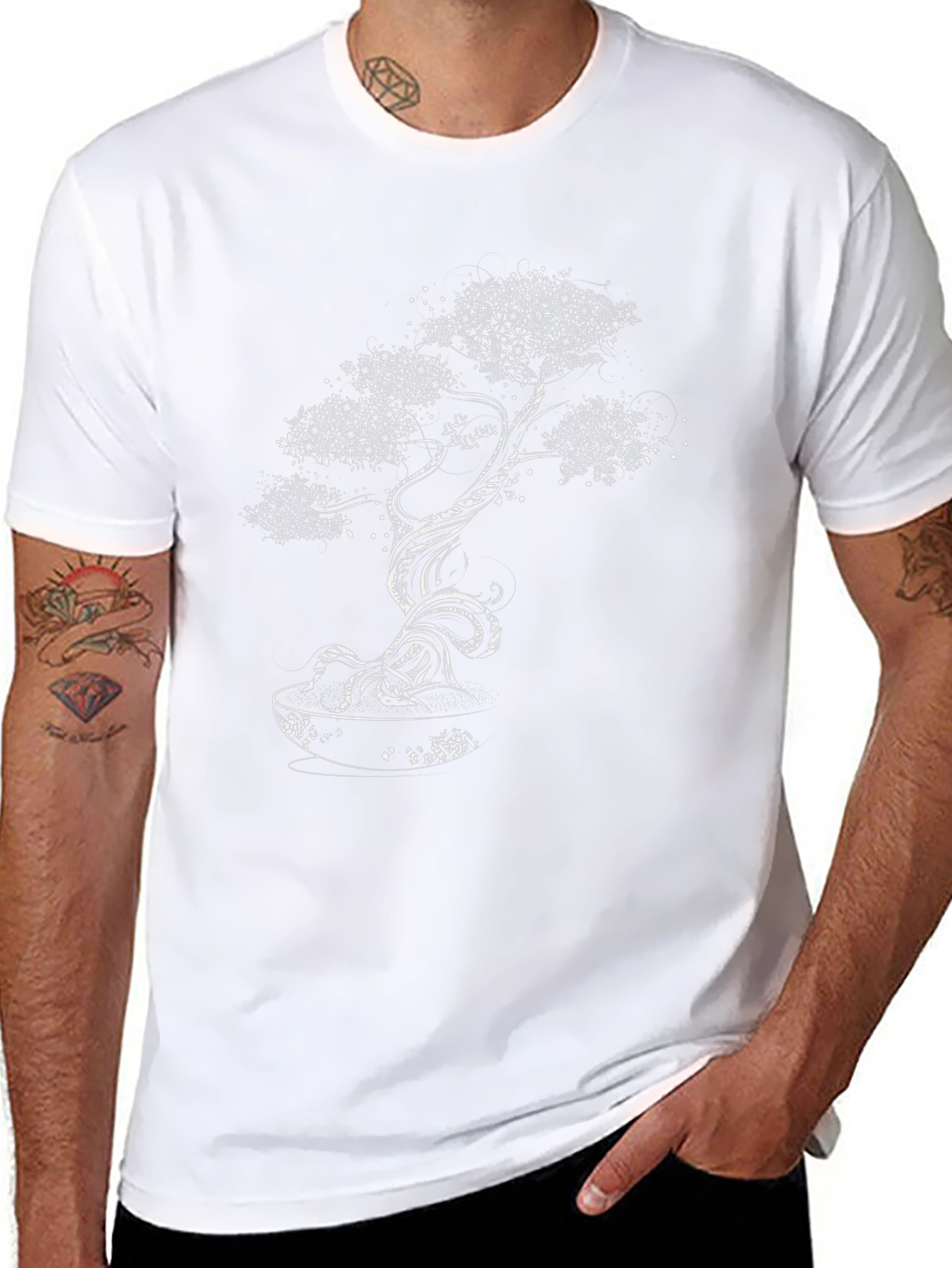 Bonsai Tree Graphic Print Tee - Black