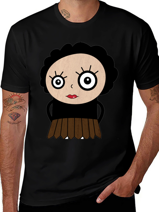 Cartoon Girl Black T-Shirt