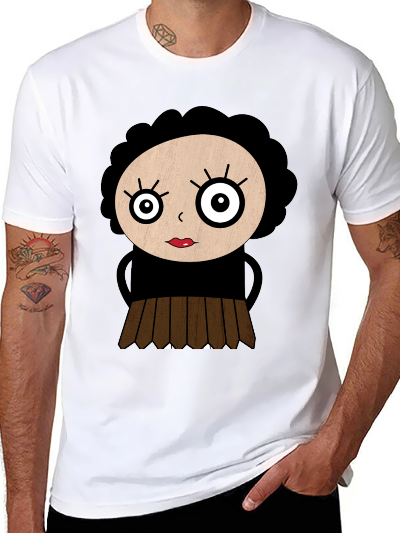 Cartoon Girl Black T-Shirt