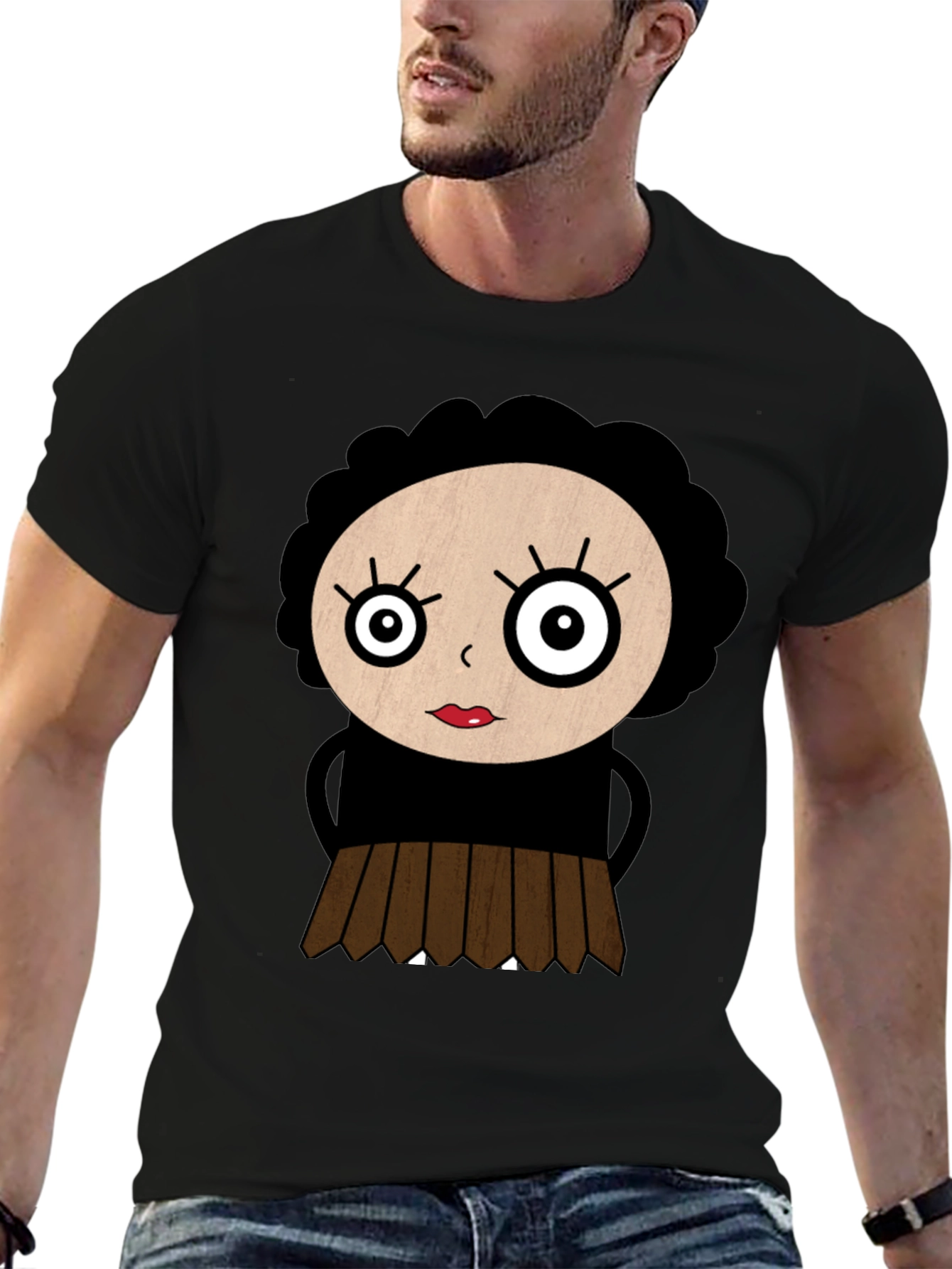 Cartoon Girl Black T-Shirt