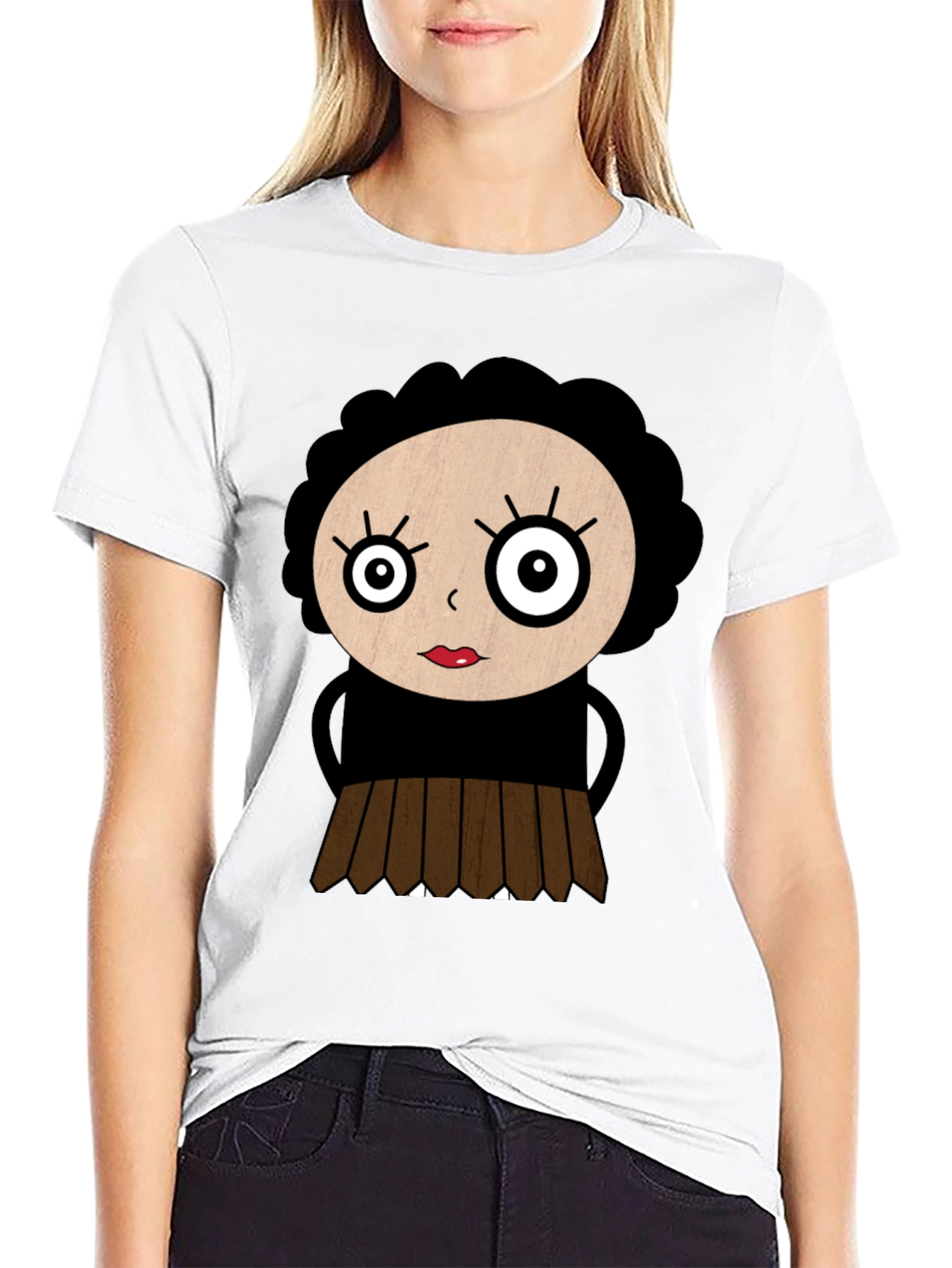 Cartoon Girl Black T-Shirt