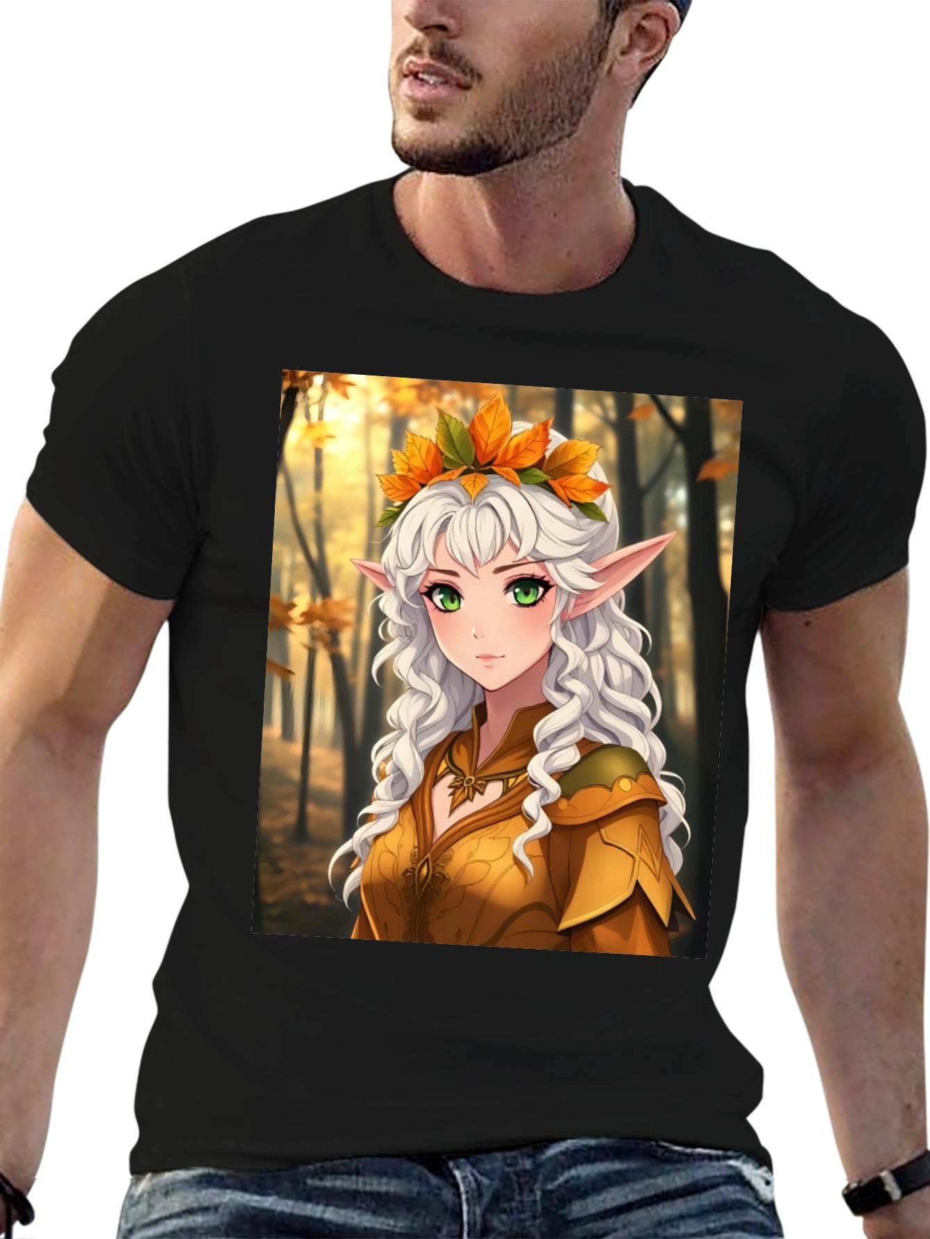 Autumn Elf Graphic Tee - Fantasy Style T-Shirt