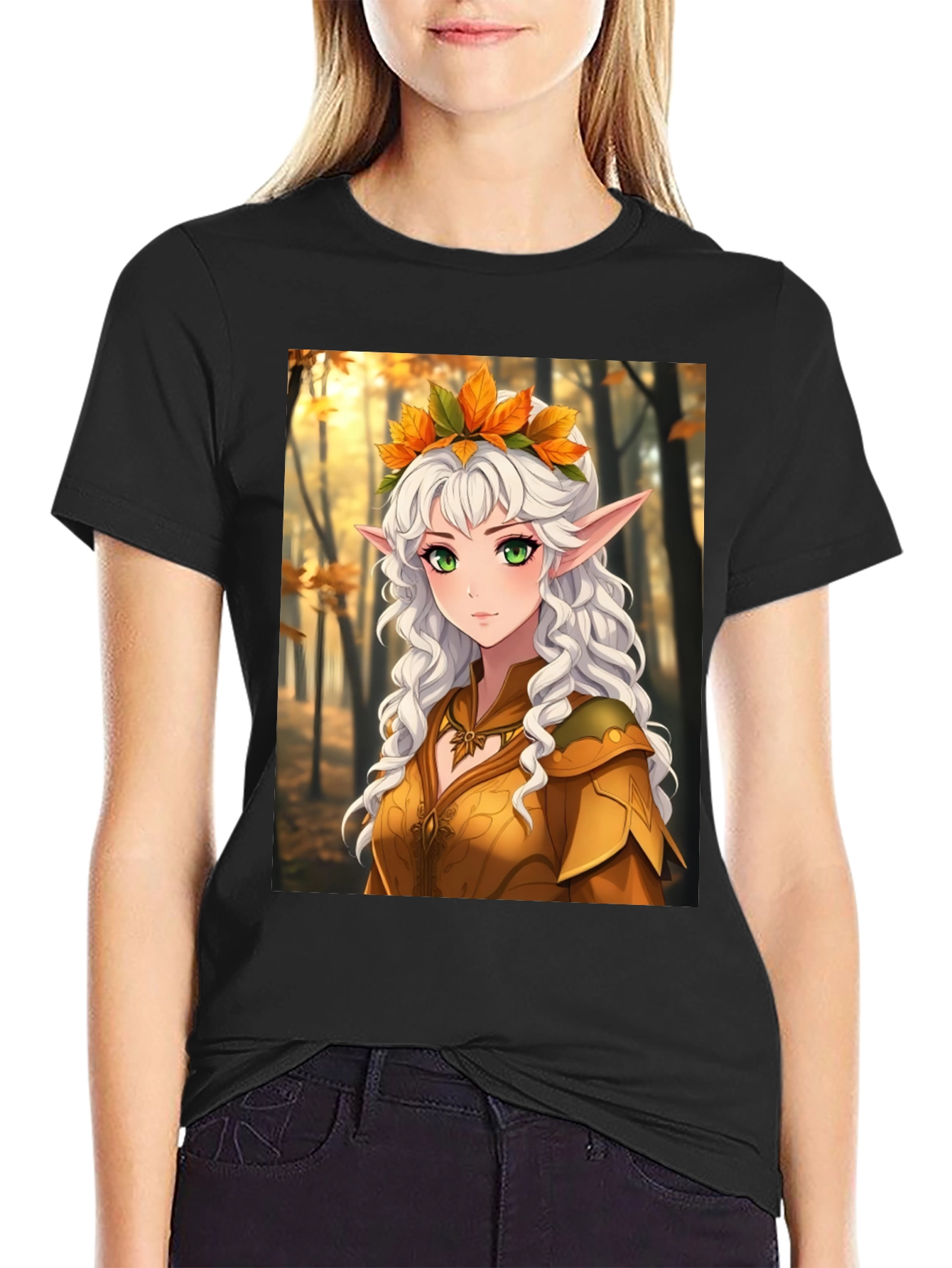 Autumn Elf Graphic Tee - Fantasy Style T-Shirt