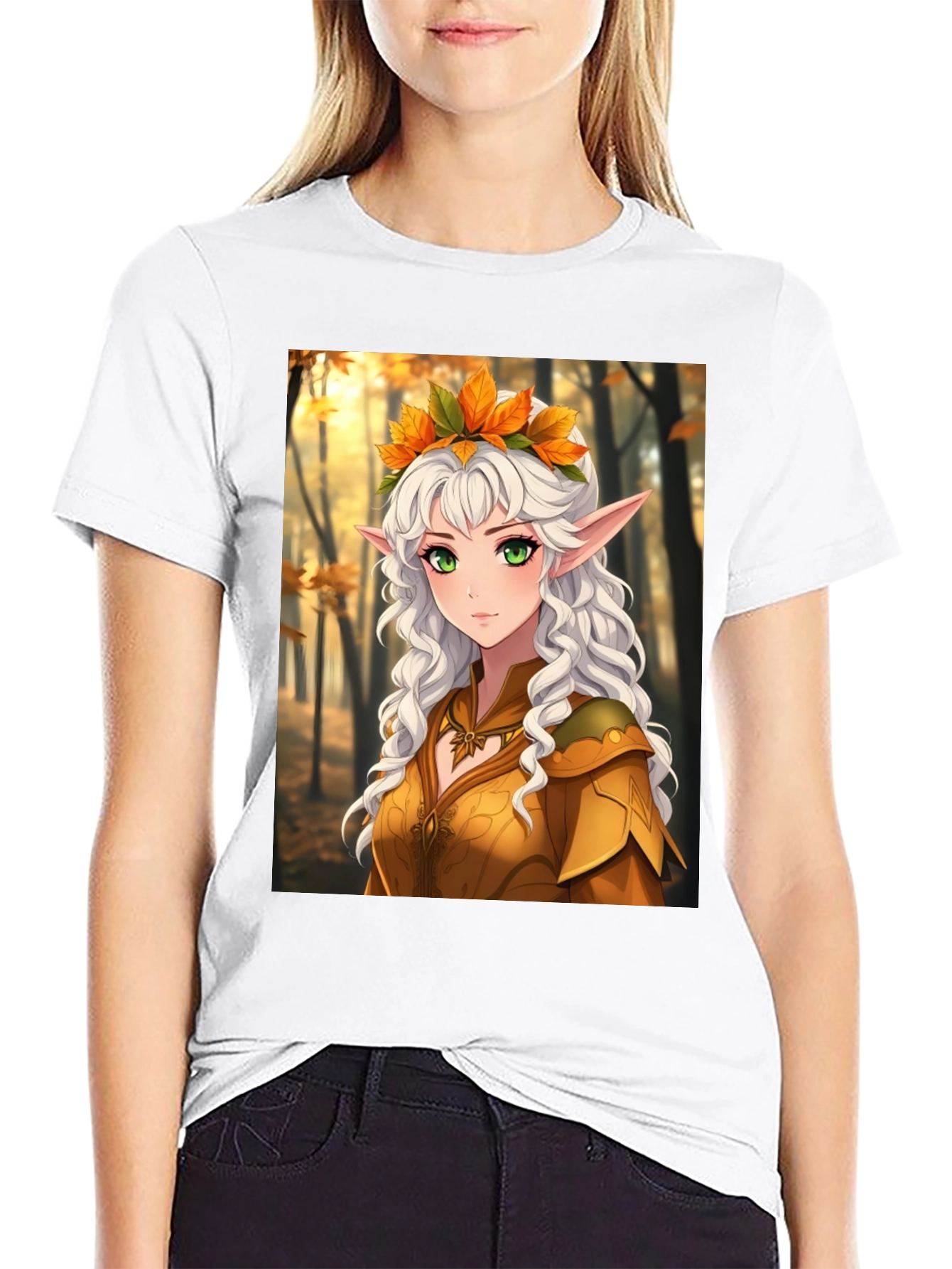 Autumn Elf Graphic Tee - Fantasy Style T-Shirt