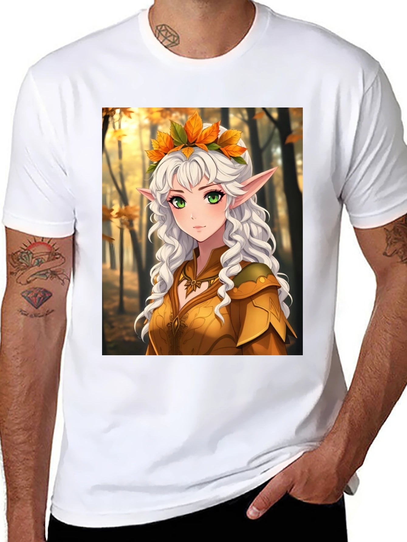 Autumn Elf Graphic Tee - Fantasy Style T-Shirt