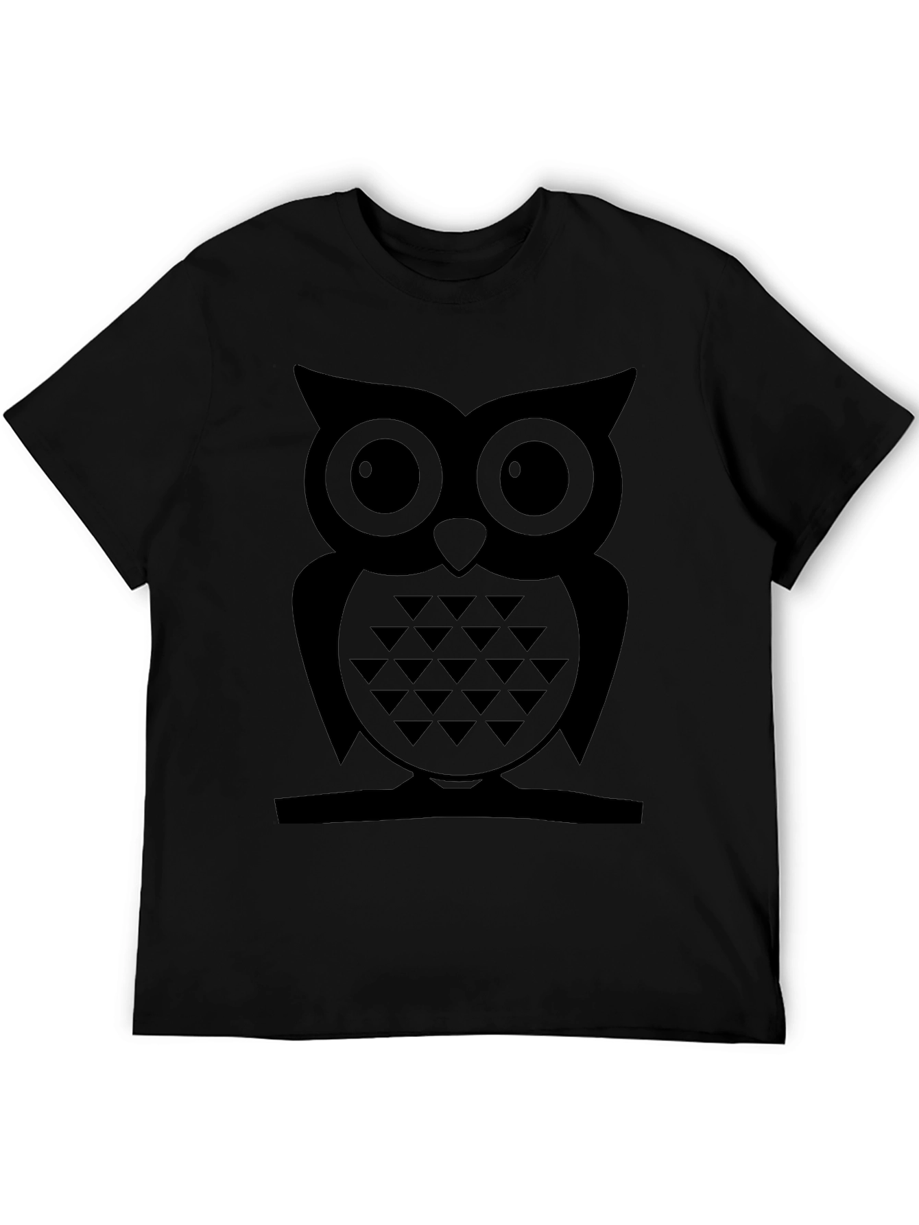 Cool Owl Graphic T-Shirt - Black Cotton Blend