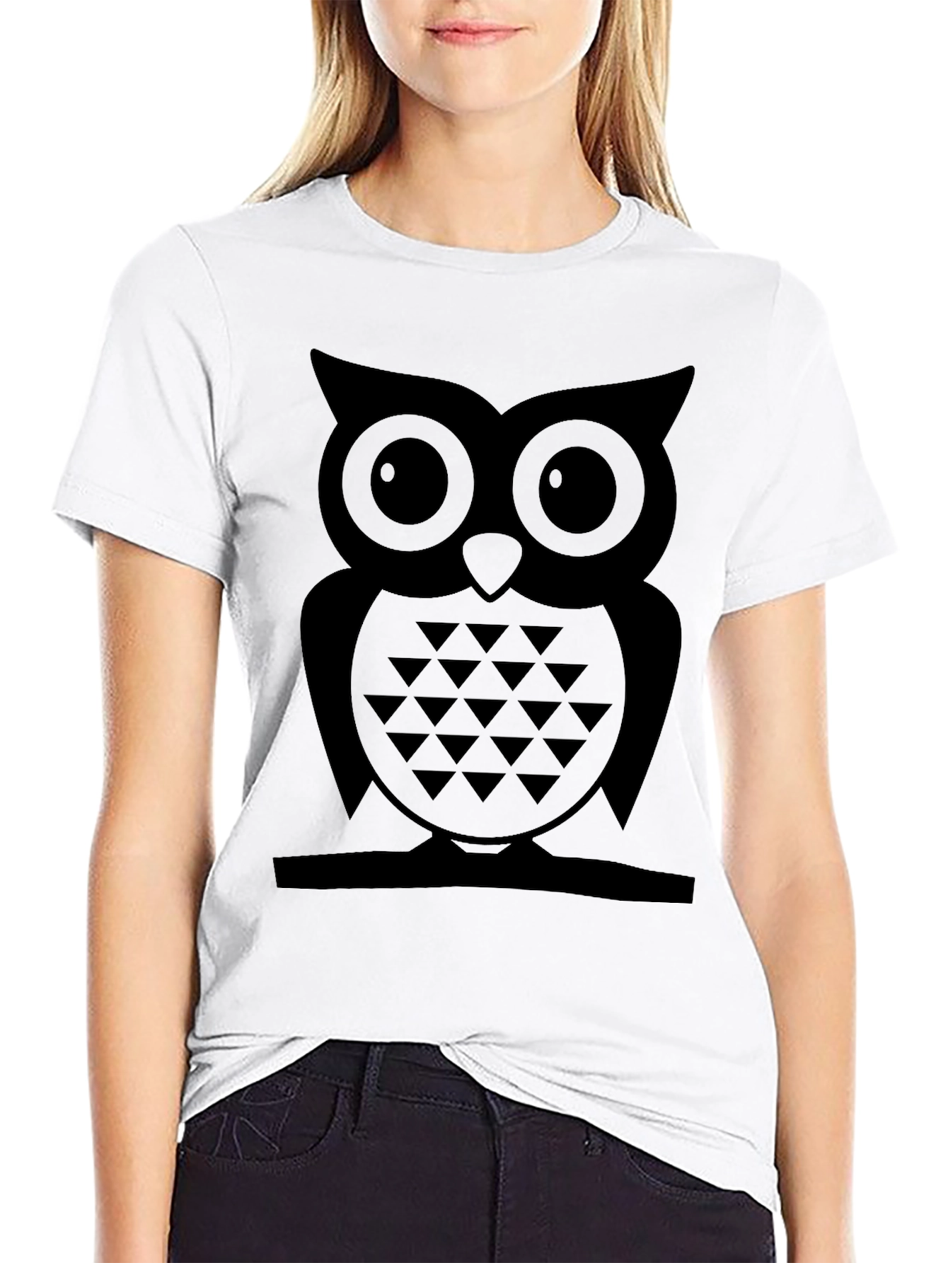 Cool Owl Graphic T-Shirt - Black Cotton Blend