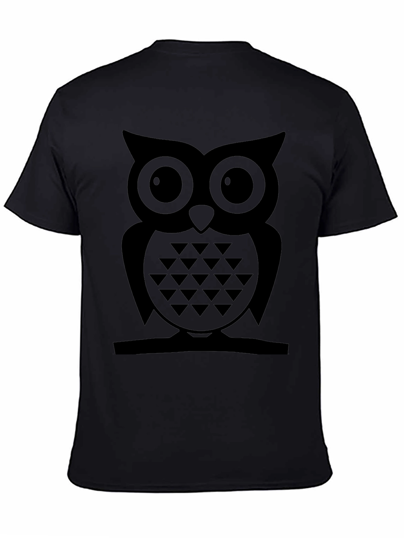 Cool Owl Graphic T-Shirt - Black Cotton Blend