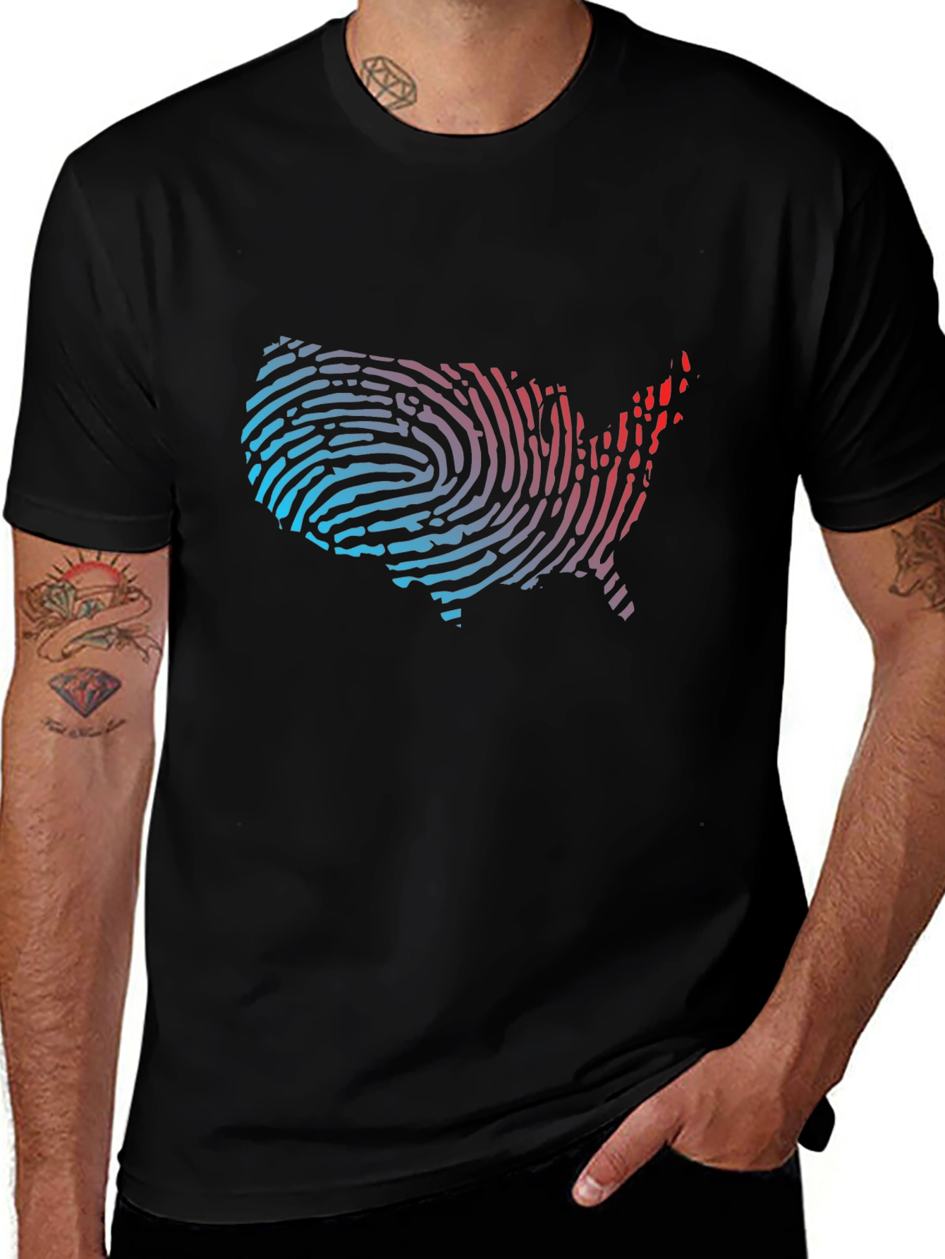 USA Fingerprint Map Graphic Tee