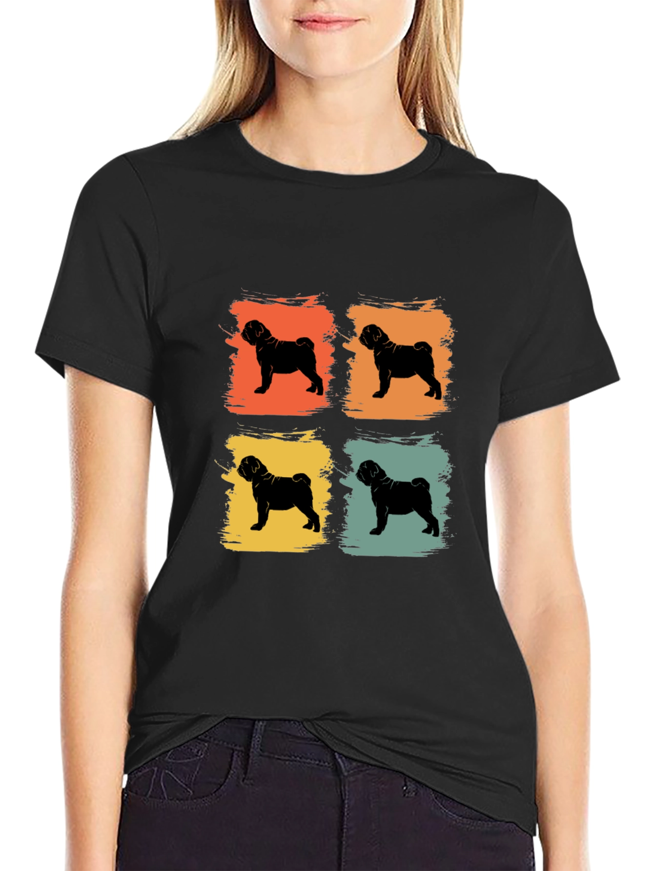 Retro Pug Pop Art Mens T-Shirt