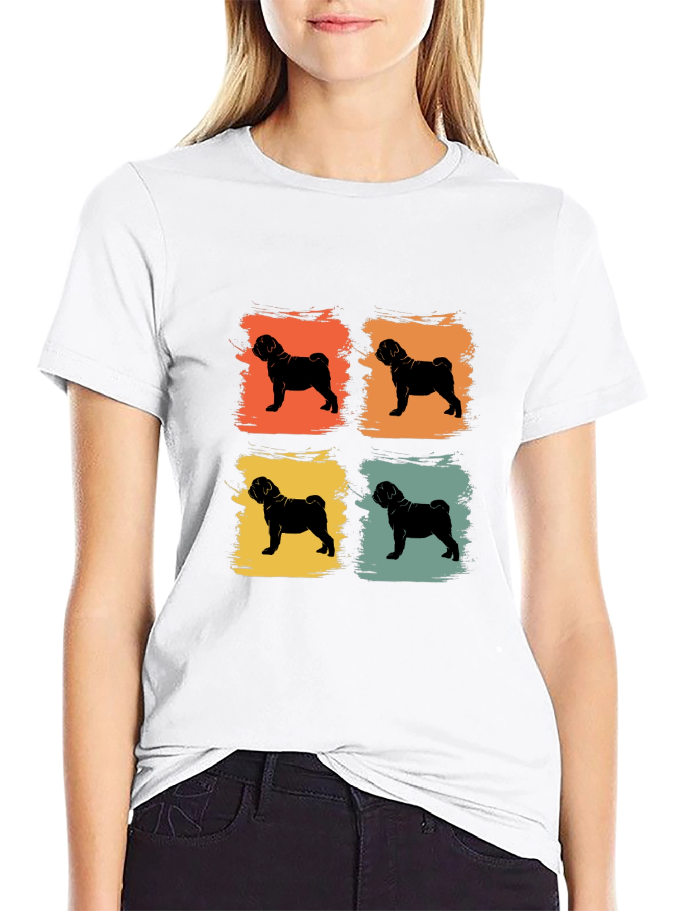 Retro Pug Pop Art Mens T-Shirt