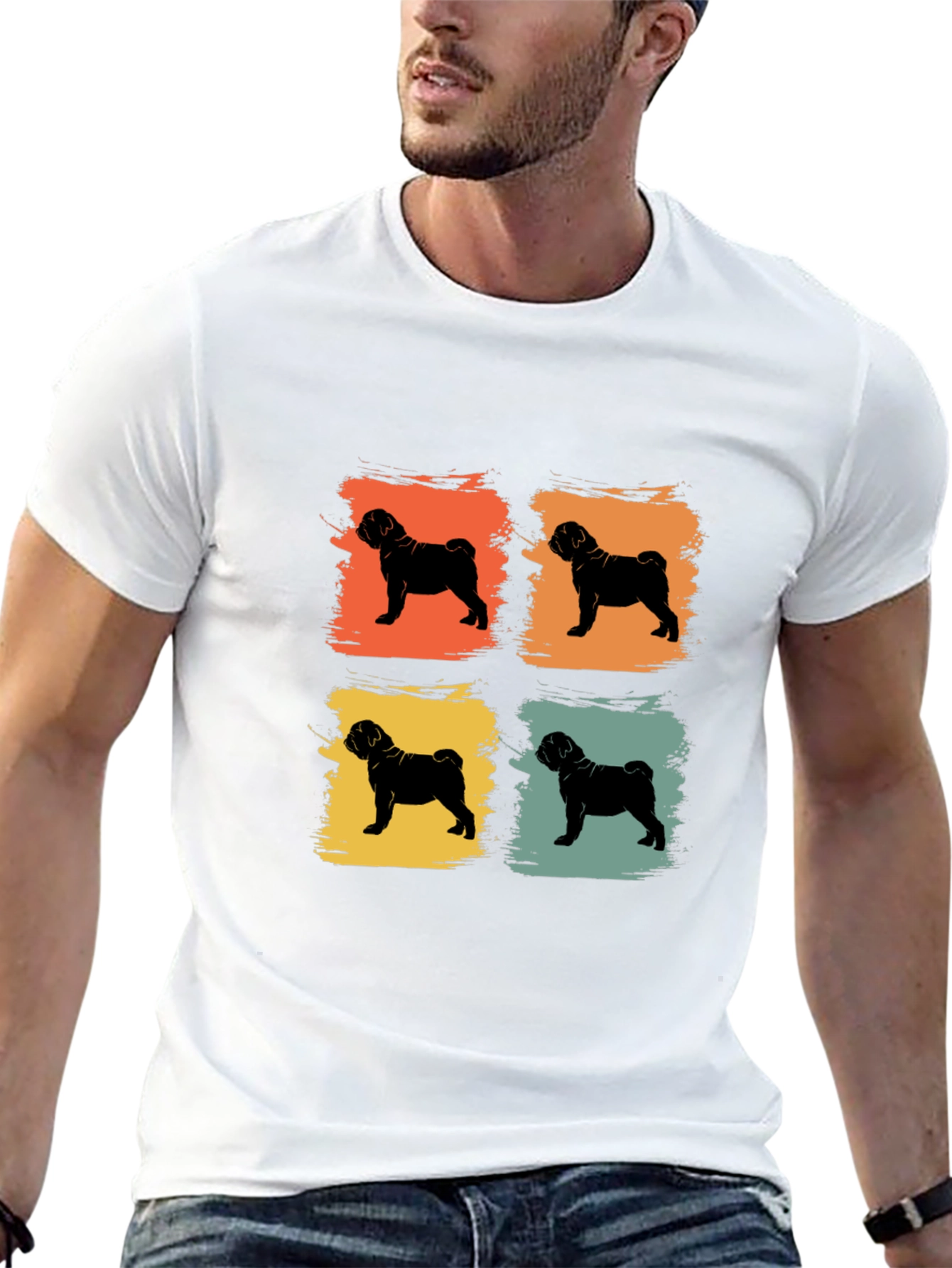Retro Pug Pop Art Mens T-Shirt