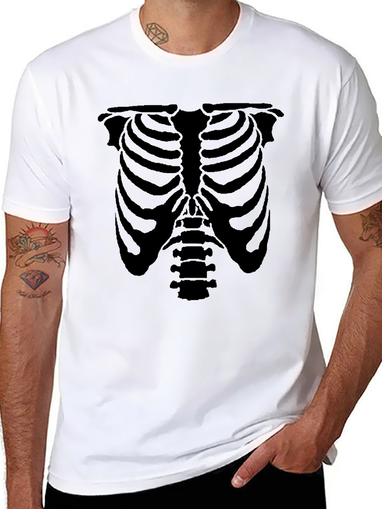 Skeleton Rib Cage Graphic Tee - Halloween Ready