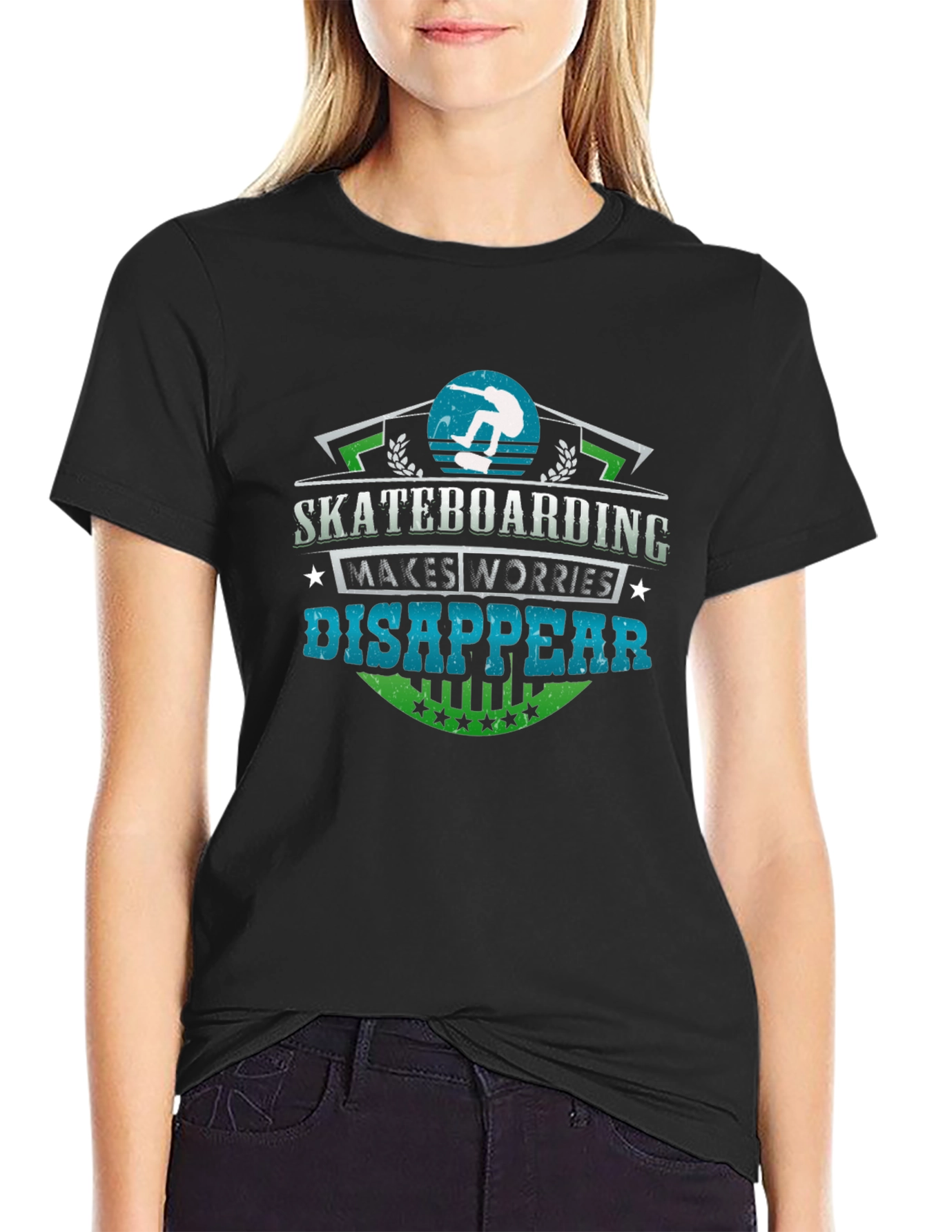 Skateboarding Makes Worries Disappear Graphic Tee
