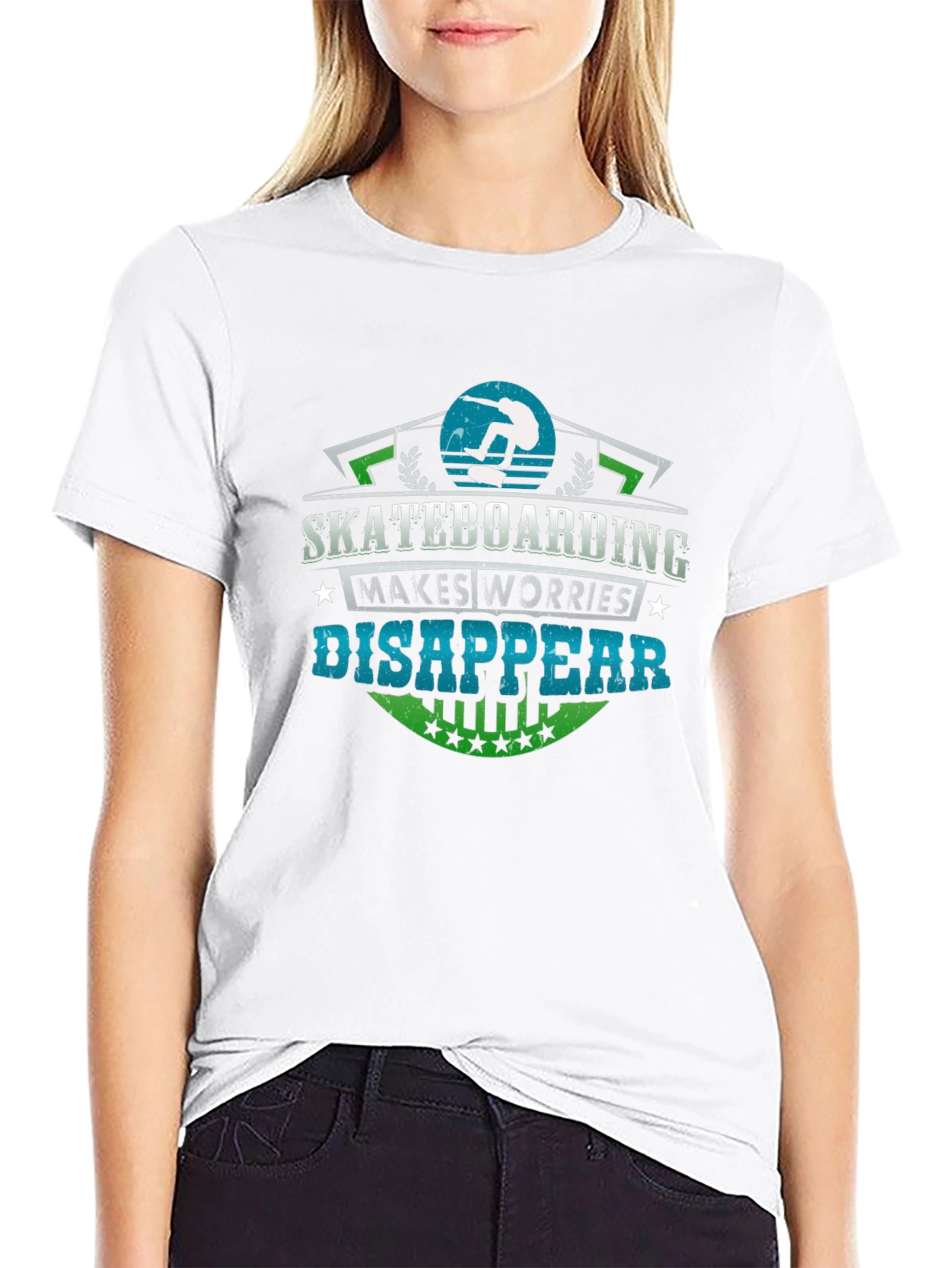 Skateboarding Makes Worries Disappear Graphic Tee