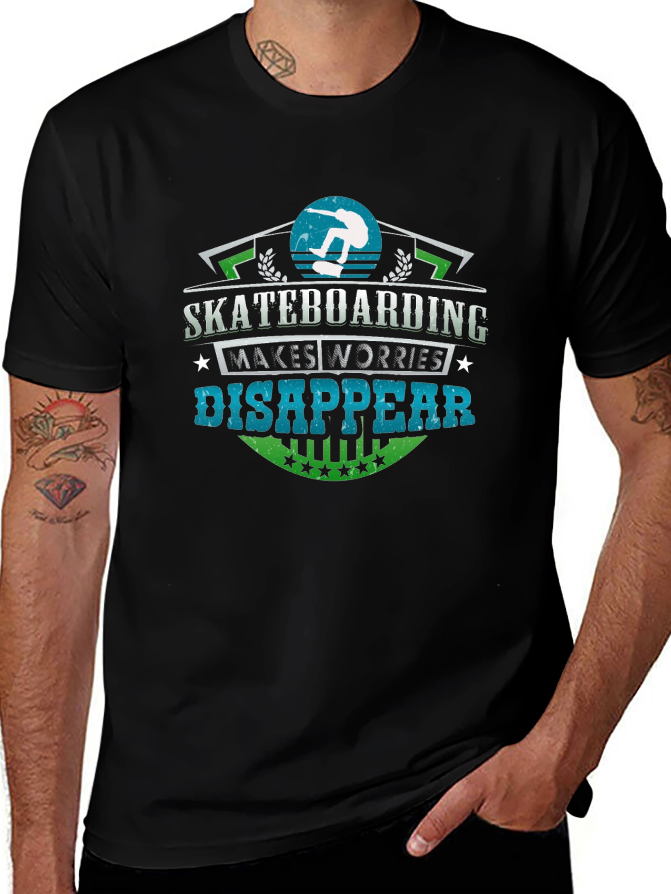 Skateboarding Makes Worries Disappear Graphic Tee