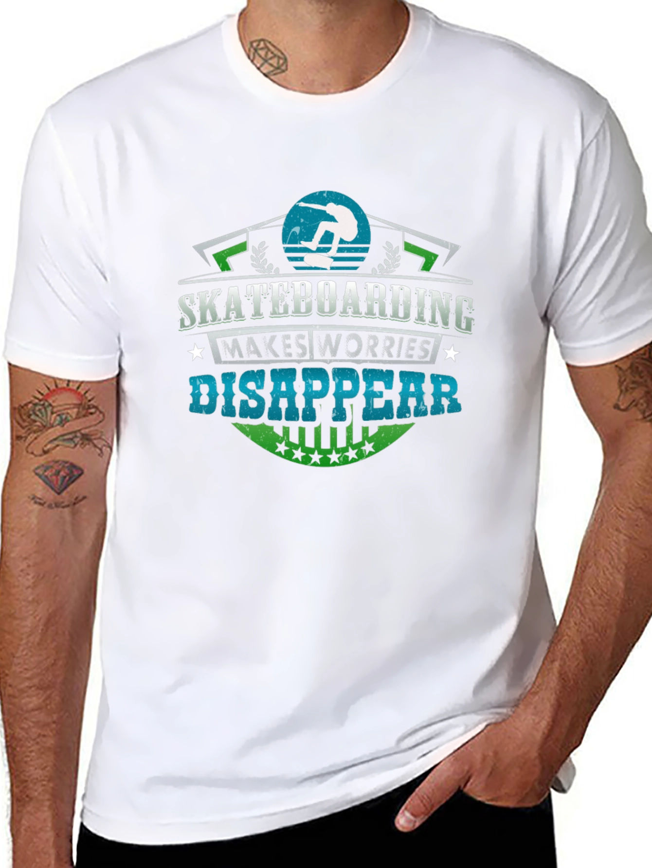 Skateboarding Makes Worries Disappear Graphic Tee