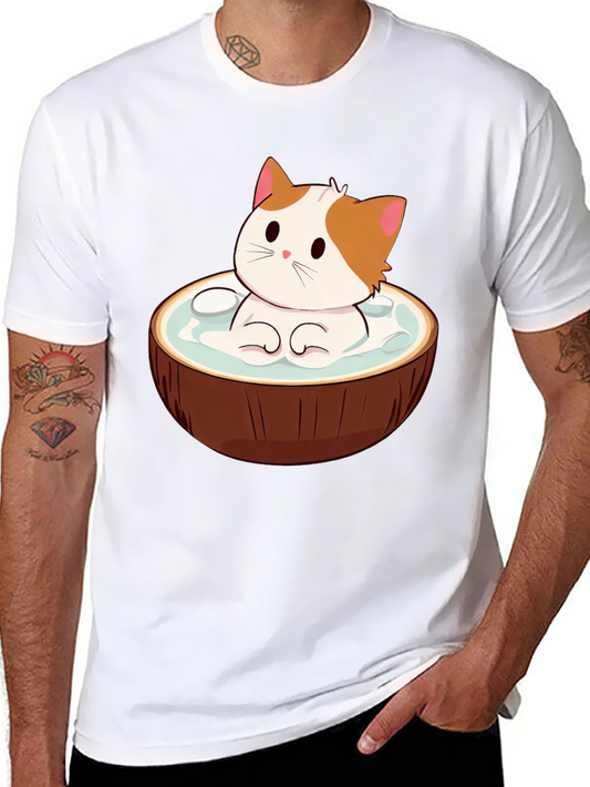 Coconut Cat T-Shirt - Cute Cartoon Design