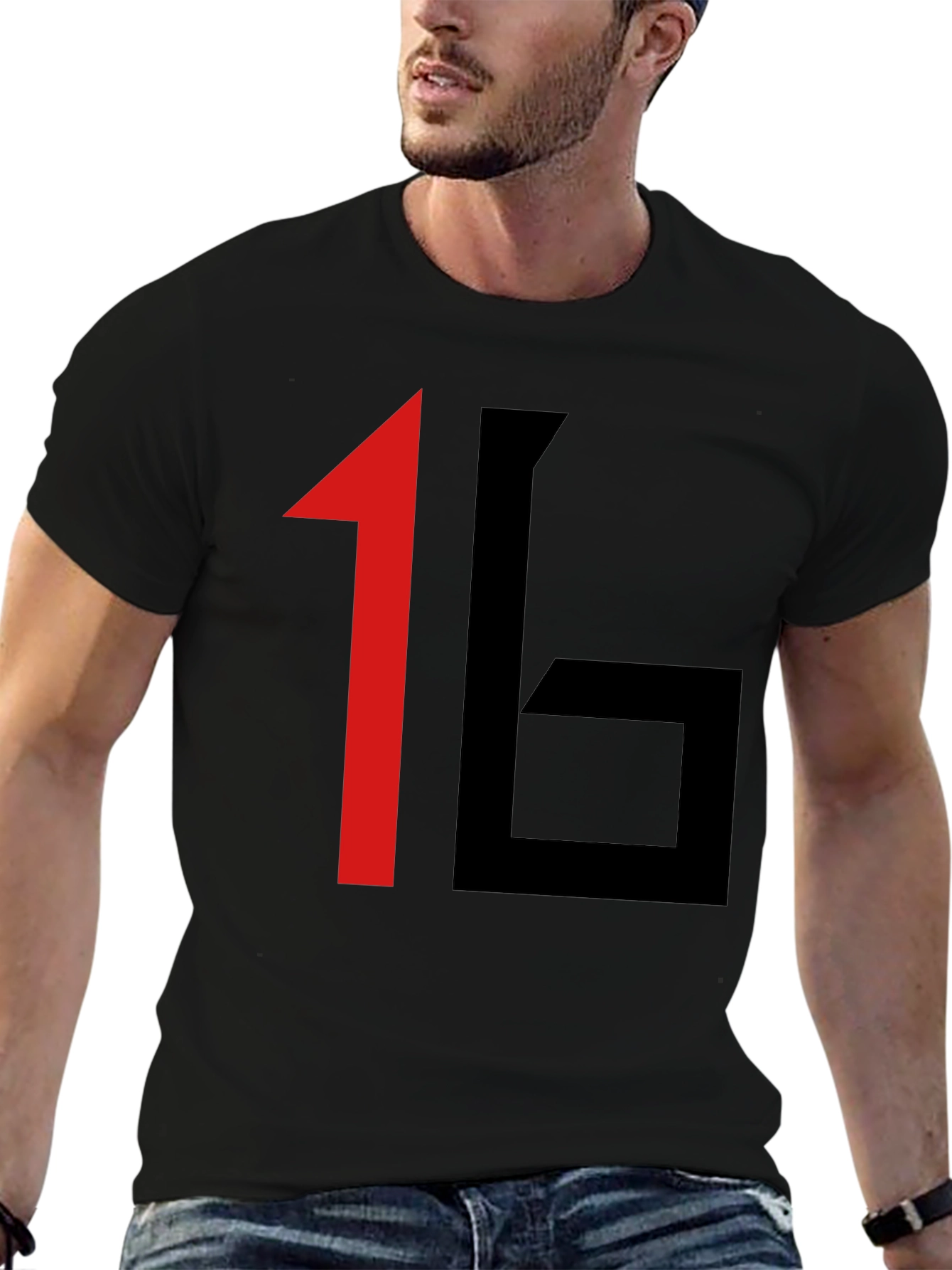 Bold Graphic Tee: 16 Print Black T-Shirt