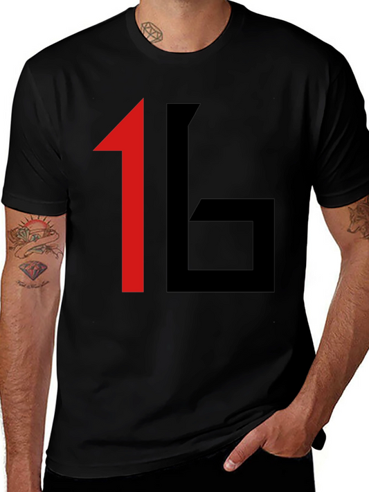 Bold Graphic Tee: 16 Print Black T-Shirt