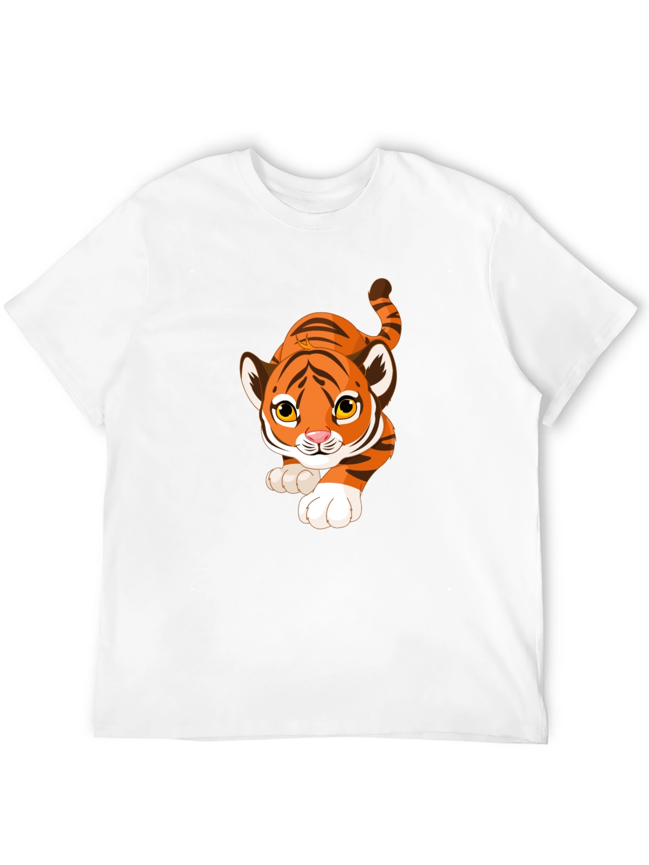 Cartoon Tiger Graphic Black T-Shirt