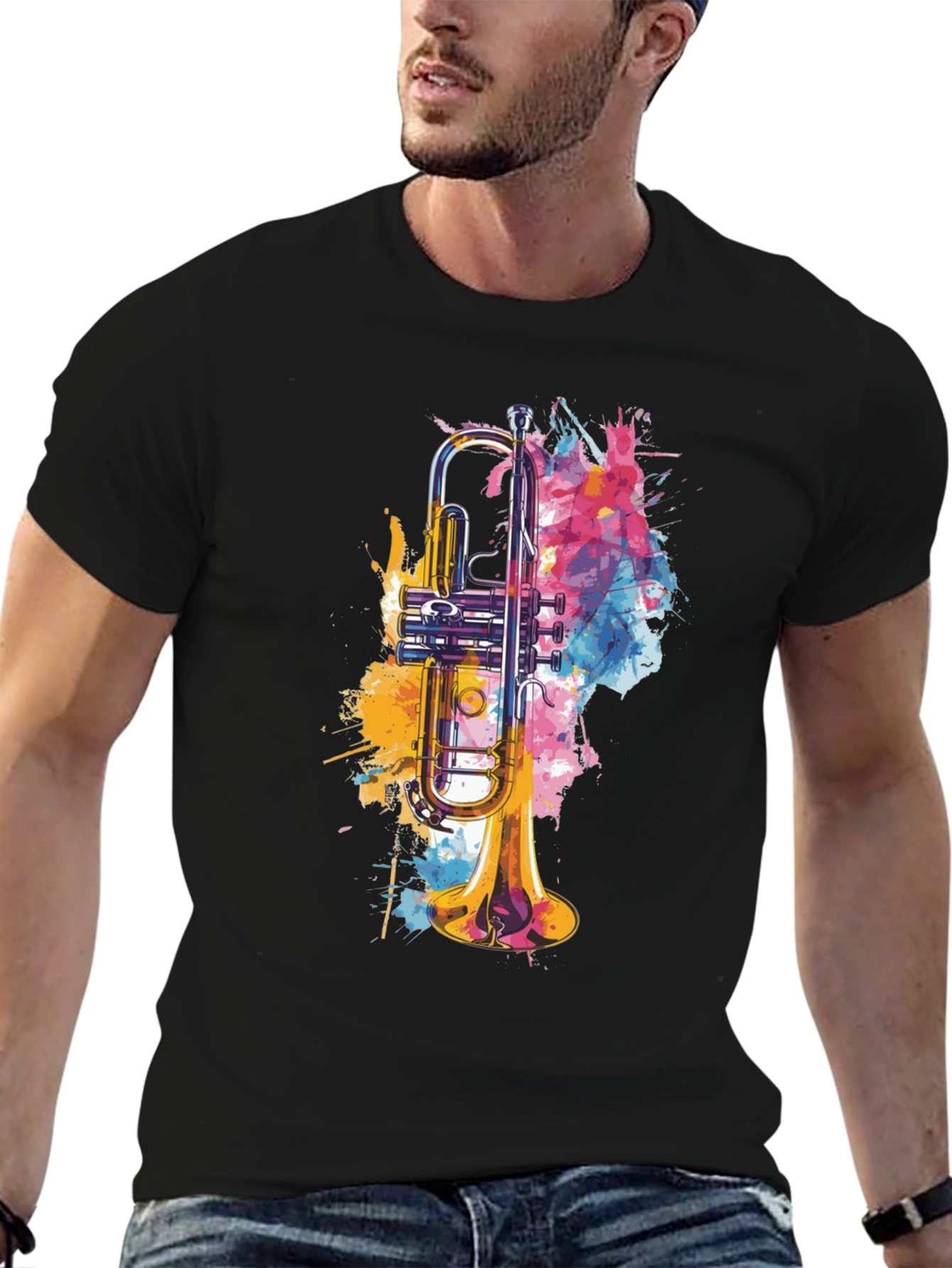 Abstract Trumpet Graphic Tee - Music Lovers T-Shirt