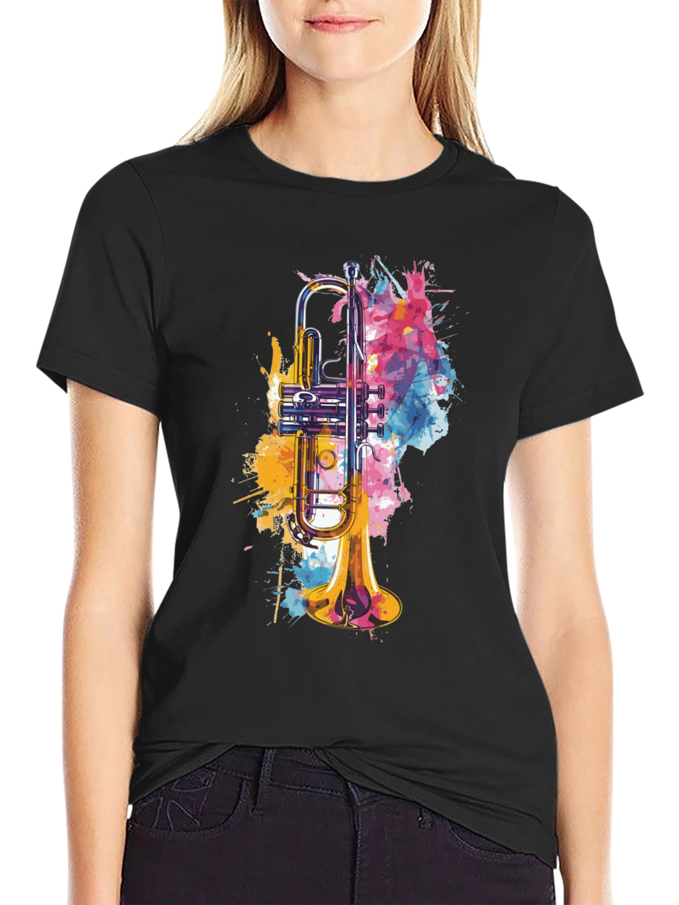 Abstract Trumpet Graphic Tee - Music Lovers T-Shirt