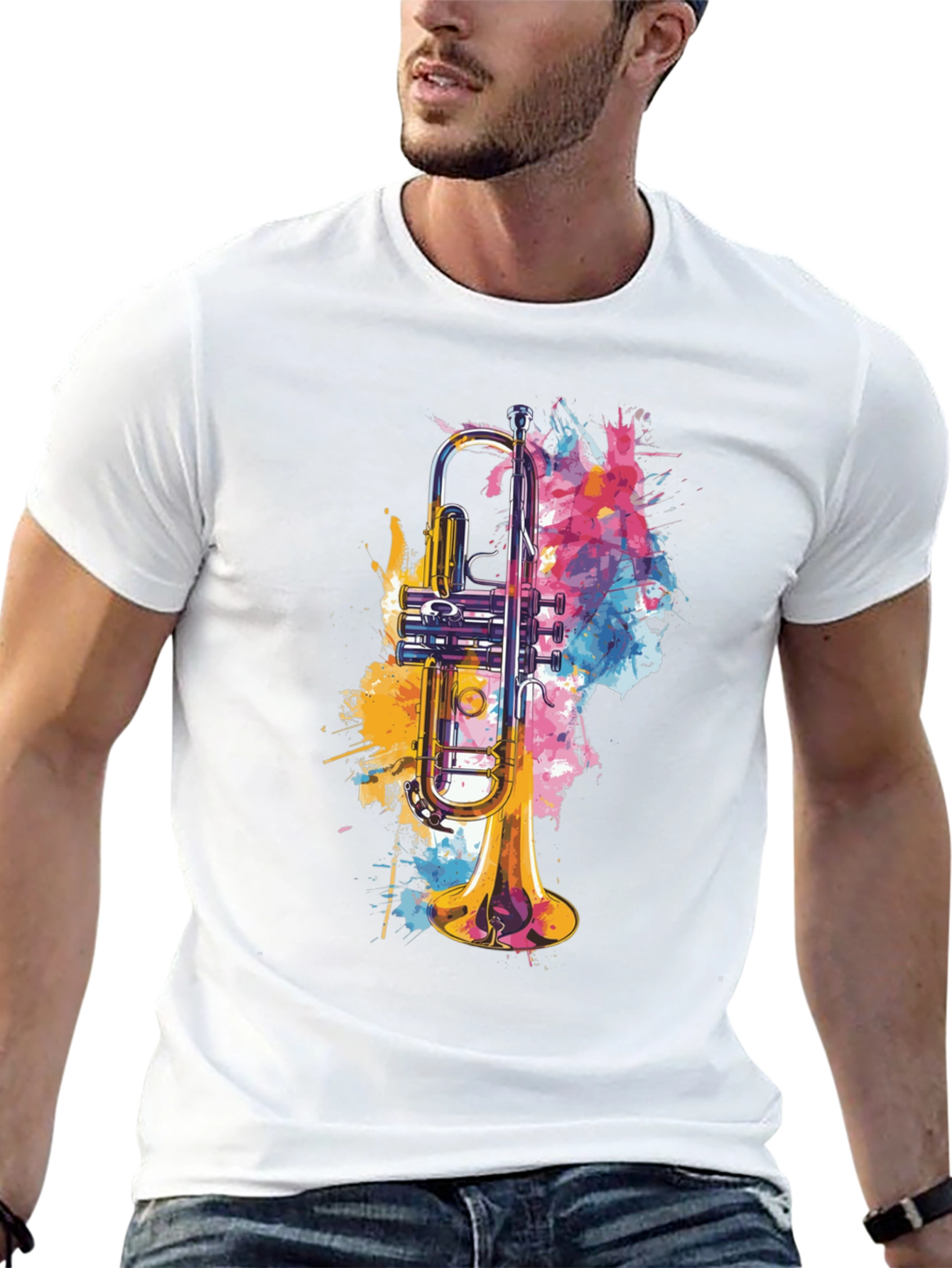 Abstract Trumpet Graphic Tee - Music Lovers T-Shirt