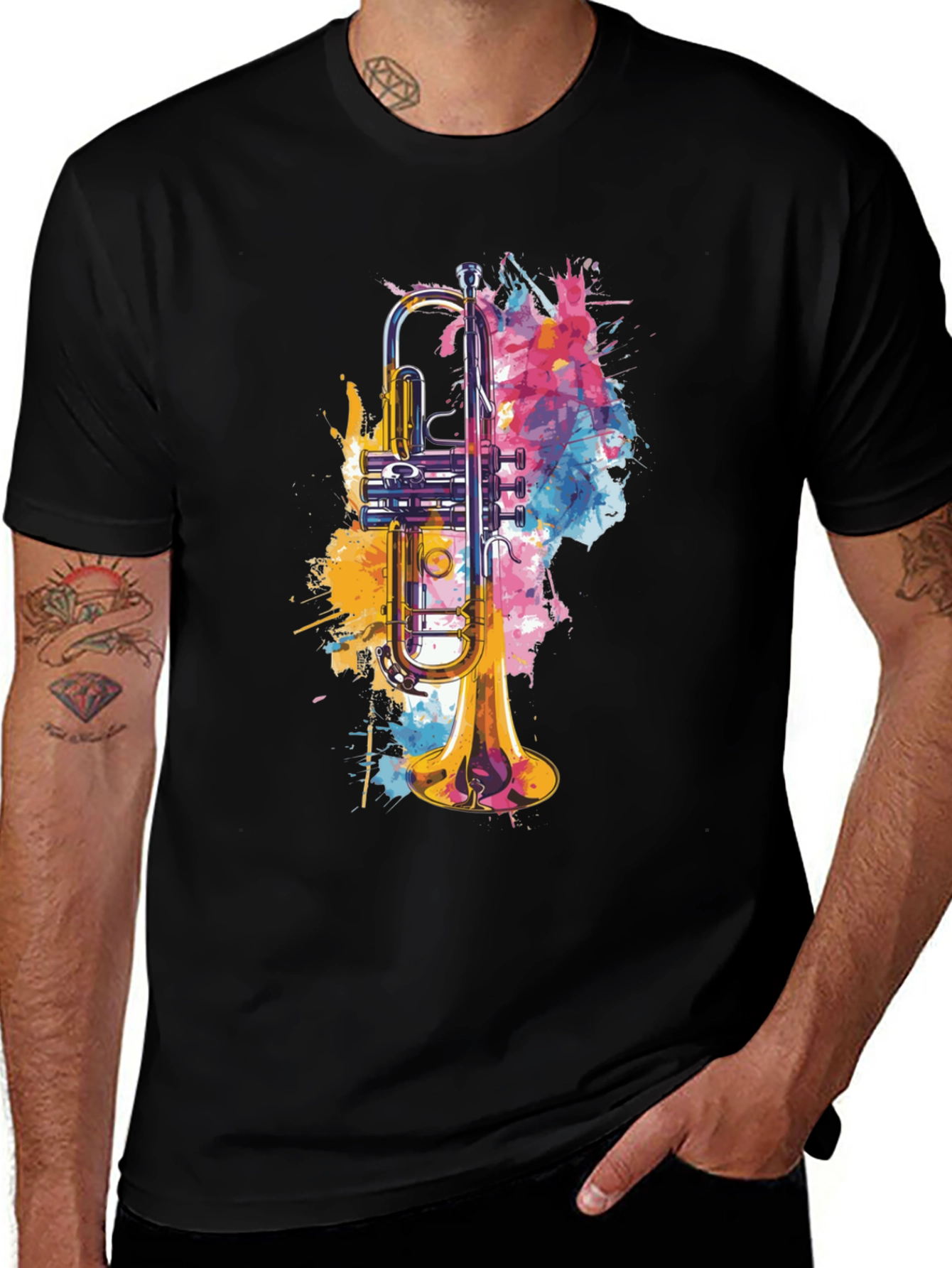 Abstract Trumpet Graphic Tee - Music Lovers T-Shirt